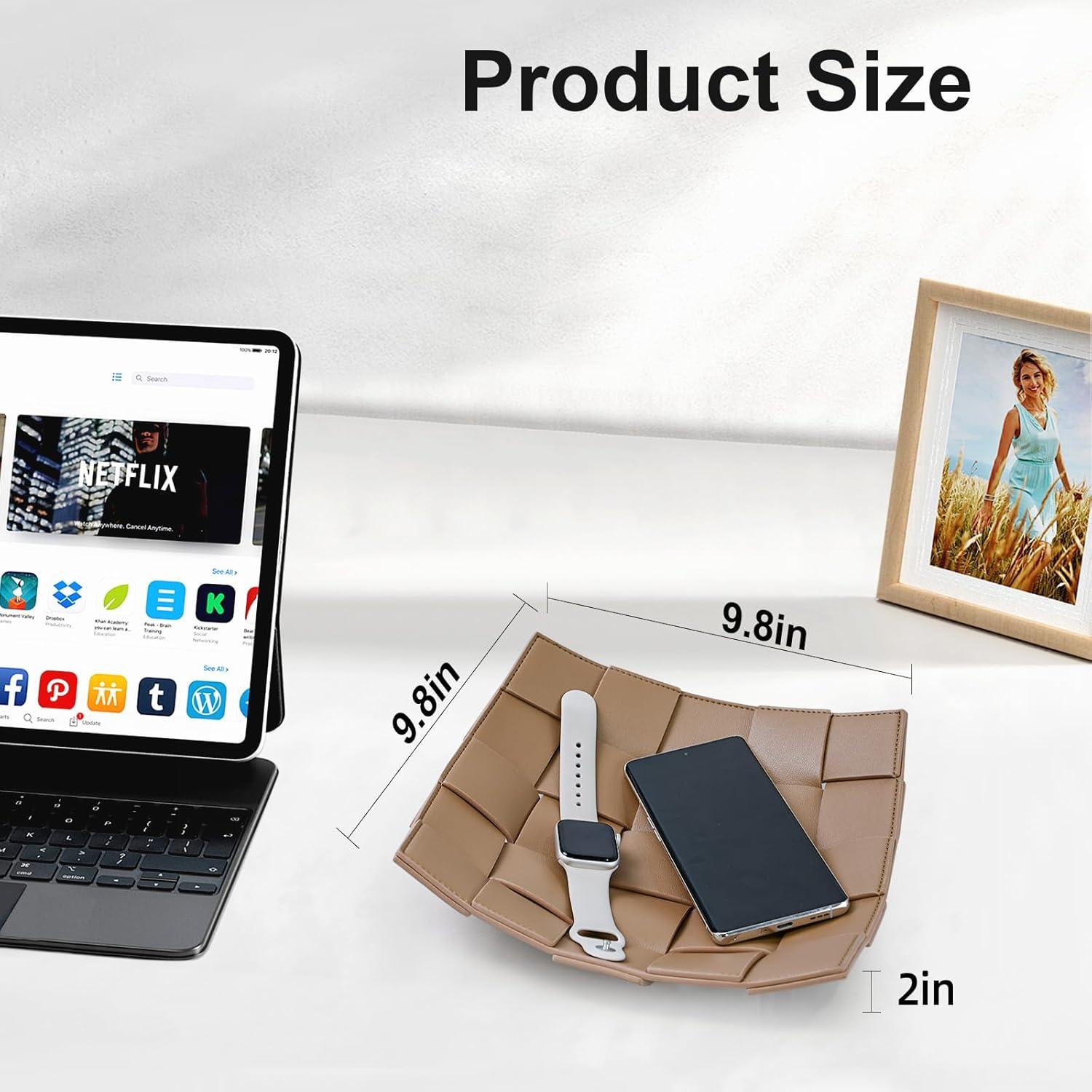 Bandeja de Valet de Cuero Sintético MSJGA 24.9x24.9 cm Café