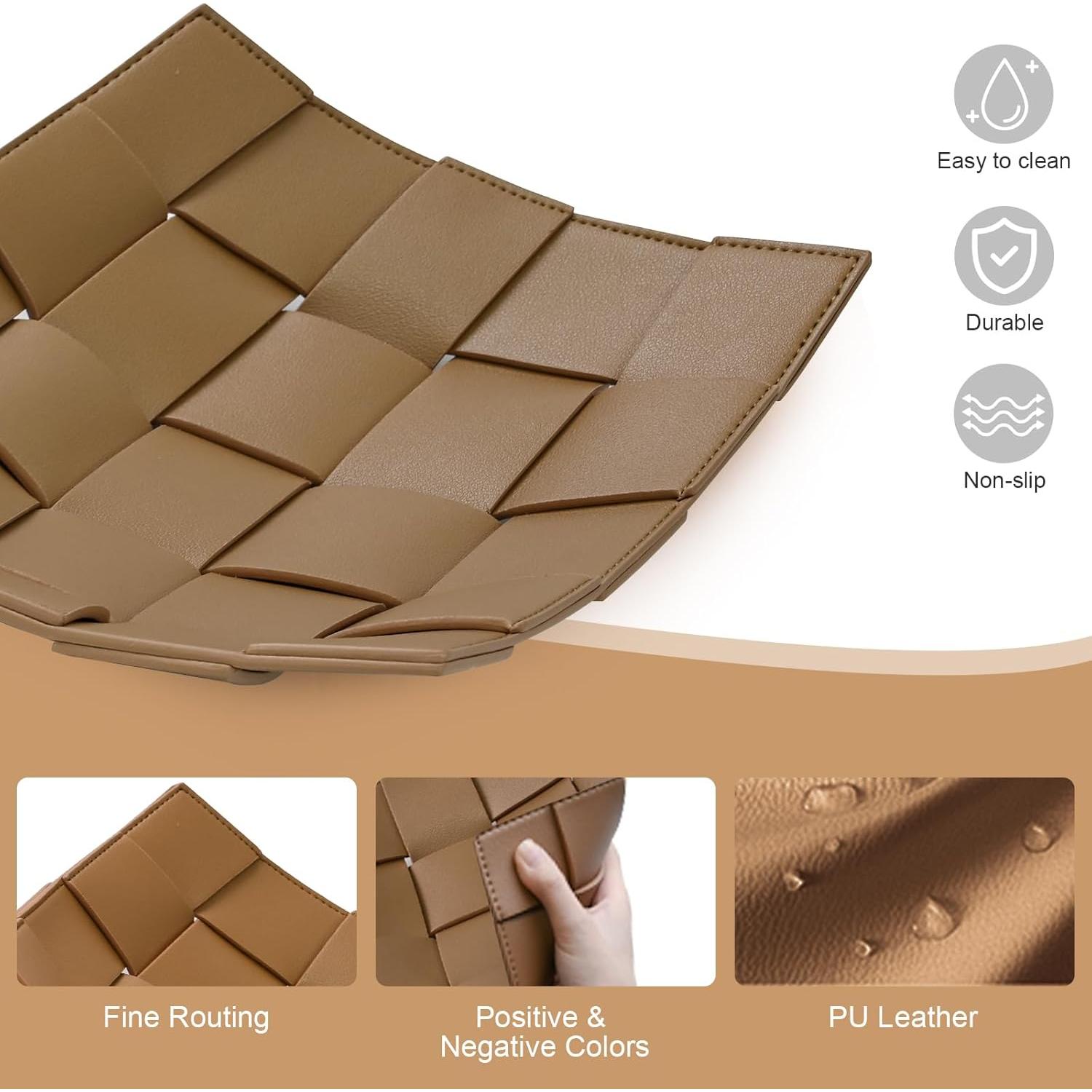 Bandeja de Valet de Cuero Sintético MSJGA 24.9x24.9 cm Café