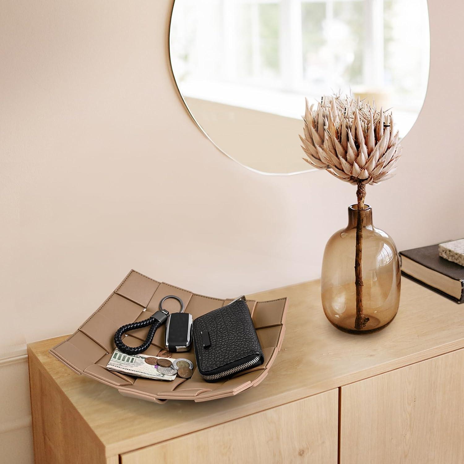 Bandeja de Valet de Cuero Sintético MSJGA 24.9x24.9 cm Café