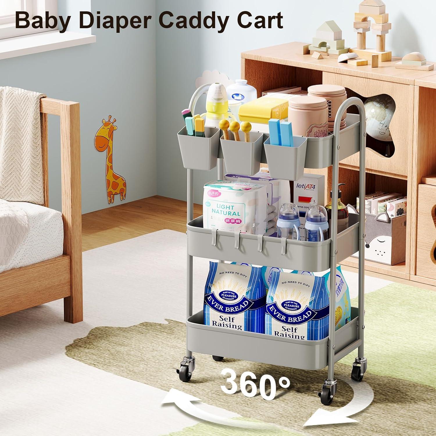 Carro Rodante de Almacenamiento Recximi 3 Niveles Metal Gris