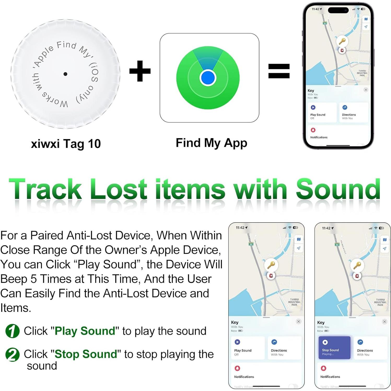 Localizador de Llaves xiwxi Tag-10 GPS Bluetooth IP67 Blanco