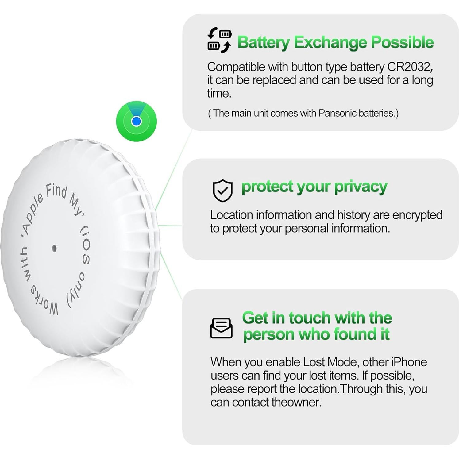 Localizador de Llaves xiwxi Tag-10 GPS Bluetooth IP67 Blanco