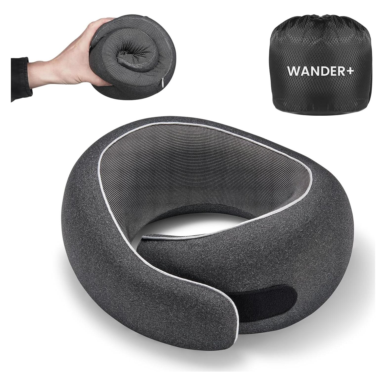 Almohada de Viaje WANDER PLUS Espuma de Memoria Ergonómica Negra