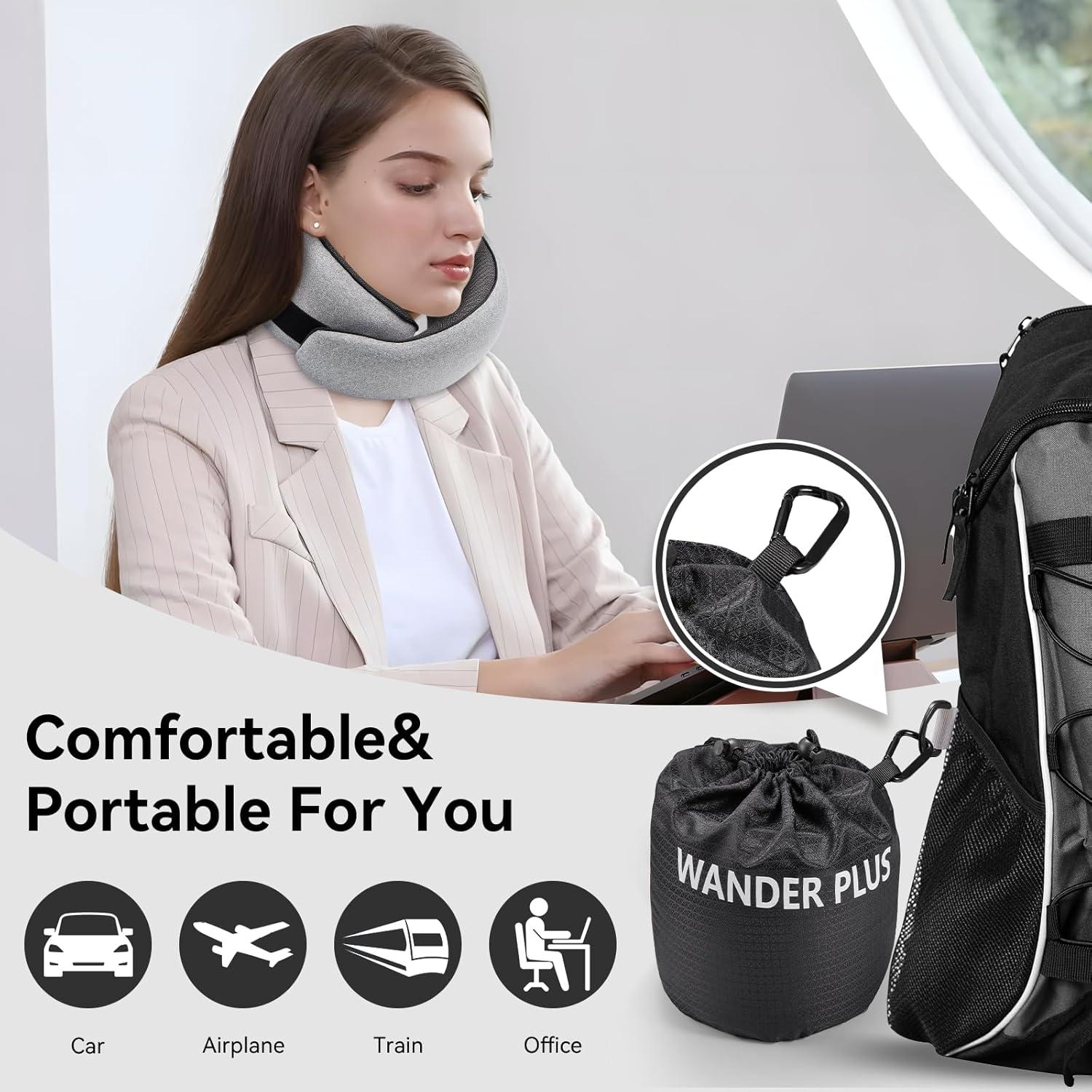 Almohada de Viaje WANDER PLUS Espuma de Memoria Ergonómica Negra