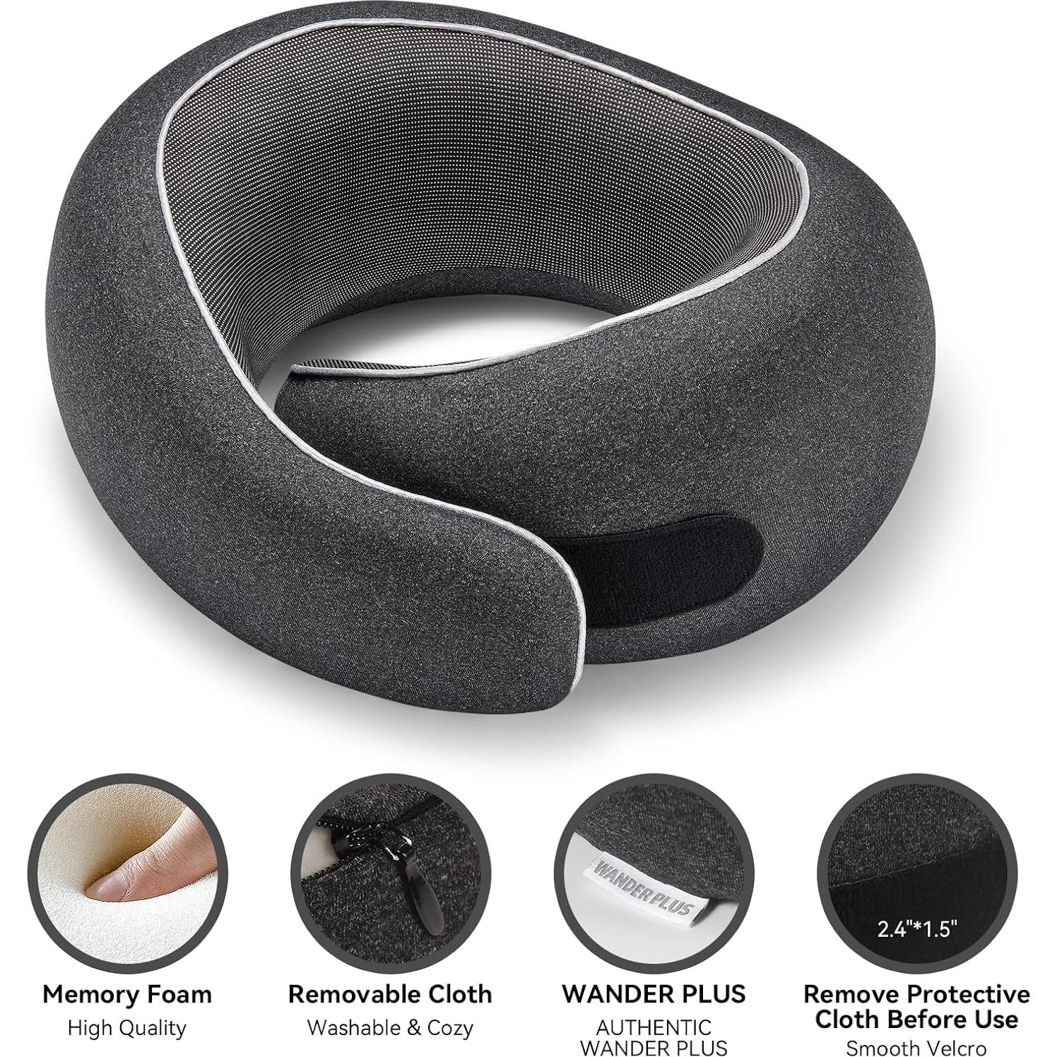 Almohada de Viaje WANDER PLUS Espuma de Memoria Ergonómica Negra