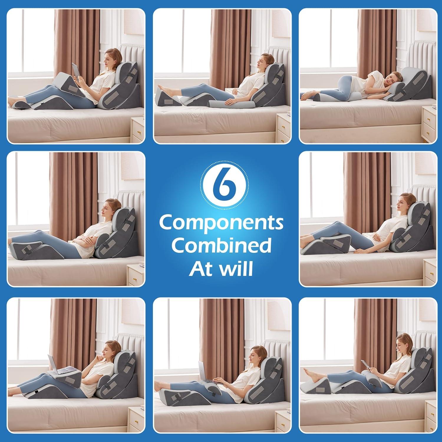 Juego de 6 Almohadas Ortopédicas Ahpmeoa en Cuña para Alivio