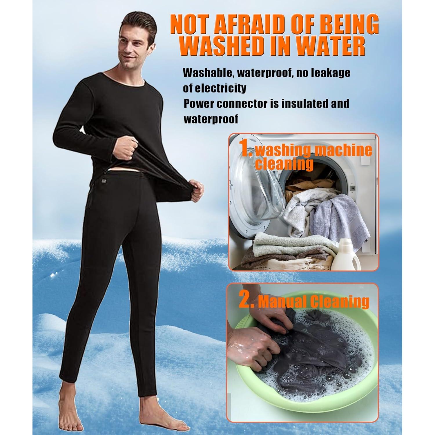 Conjunto Ropa Interior Térmica Eléctrica Hombre Mediano Negro