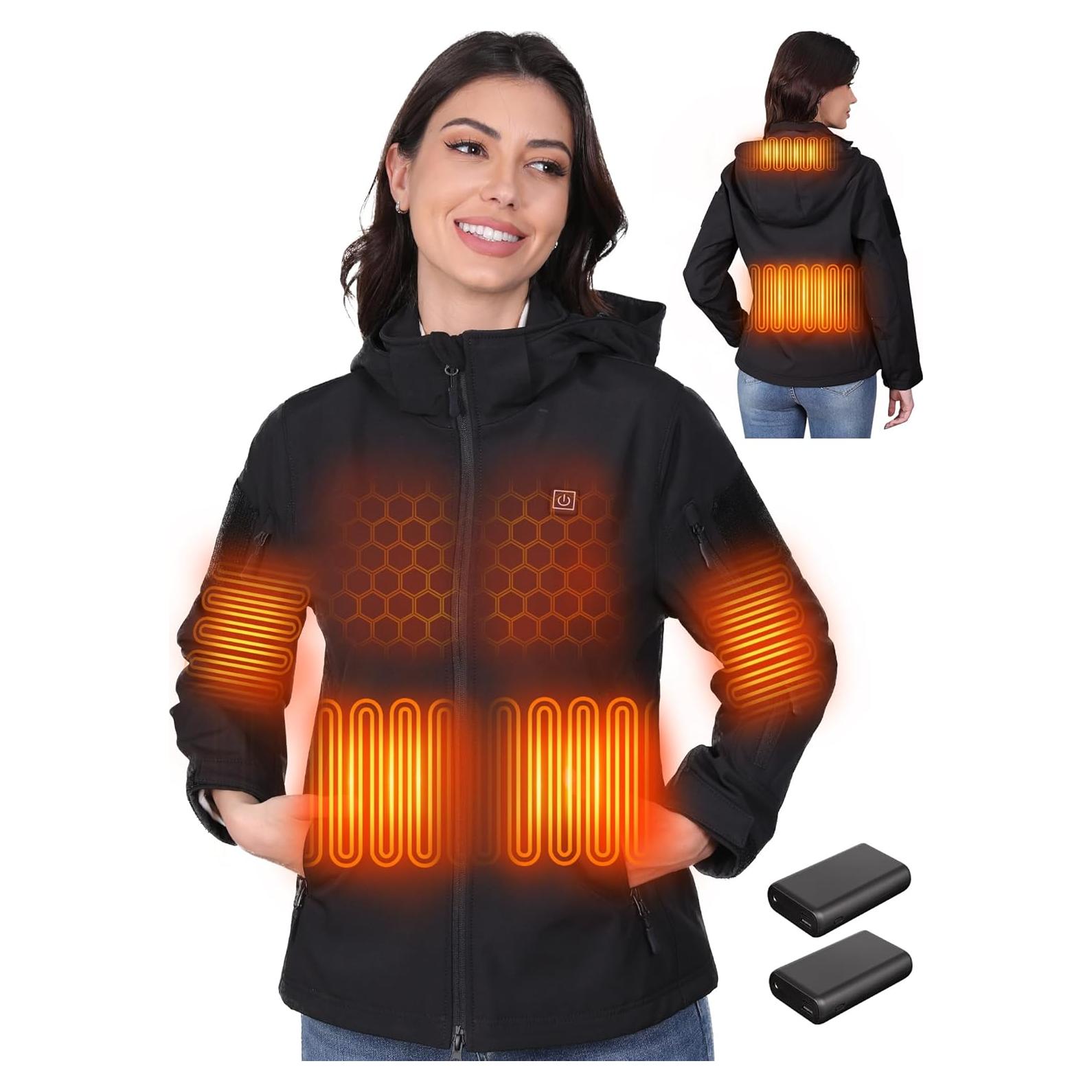 Chaqueta Calentada HOTHUGZ para Mujeres 12V 10000mAh Negra