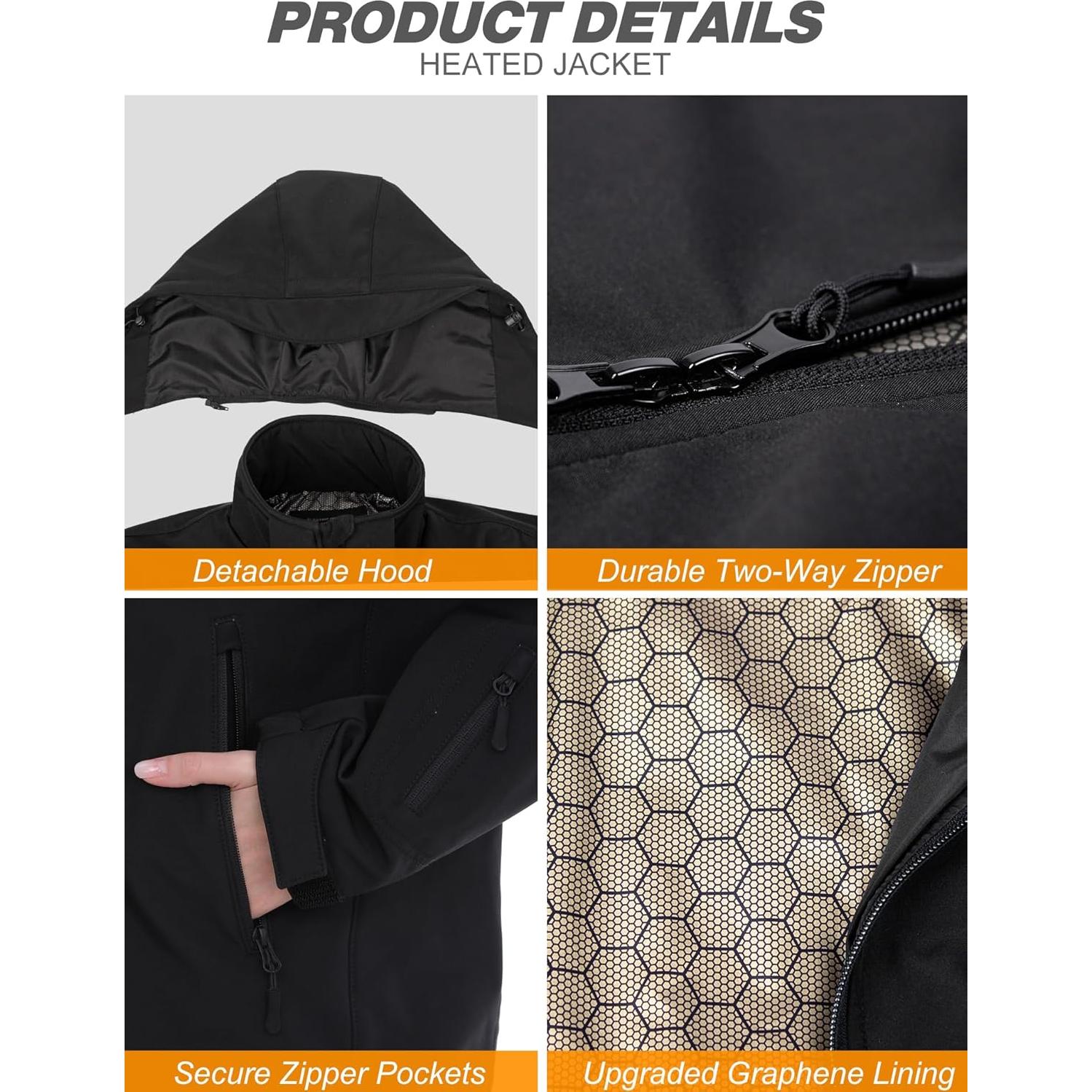 Chaqueta Calentada HOTHUGZ para Mujeres 12V 10000mAh Negra