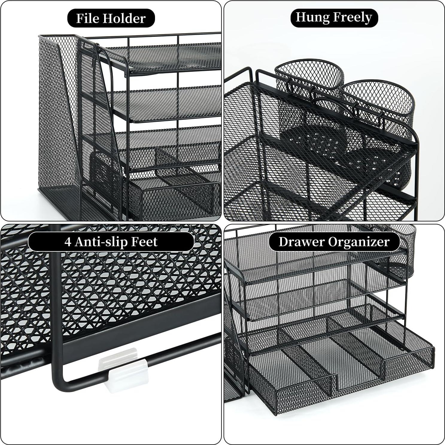 Organizador de Escritorio Gianotter 4 Niveles Metal Negro