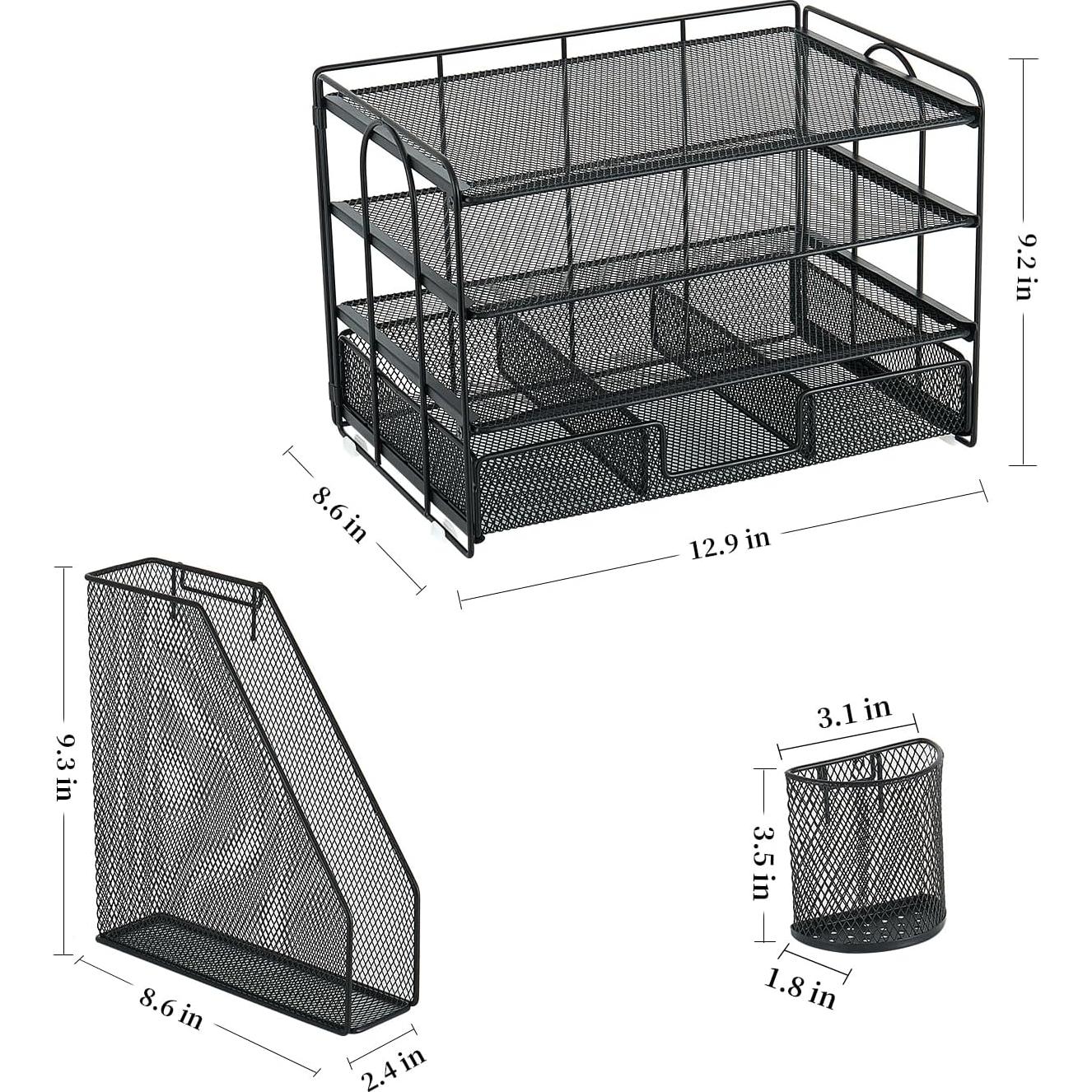 Organizador de Escritorio Gianotter 4 Niveles Metal Negro