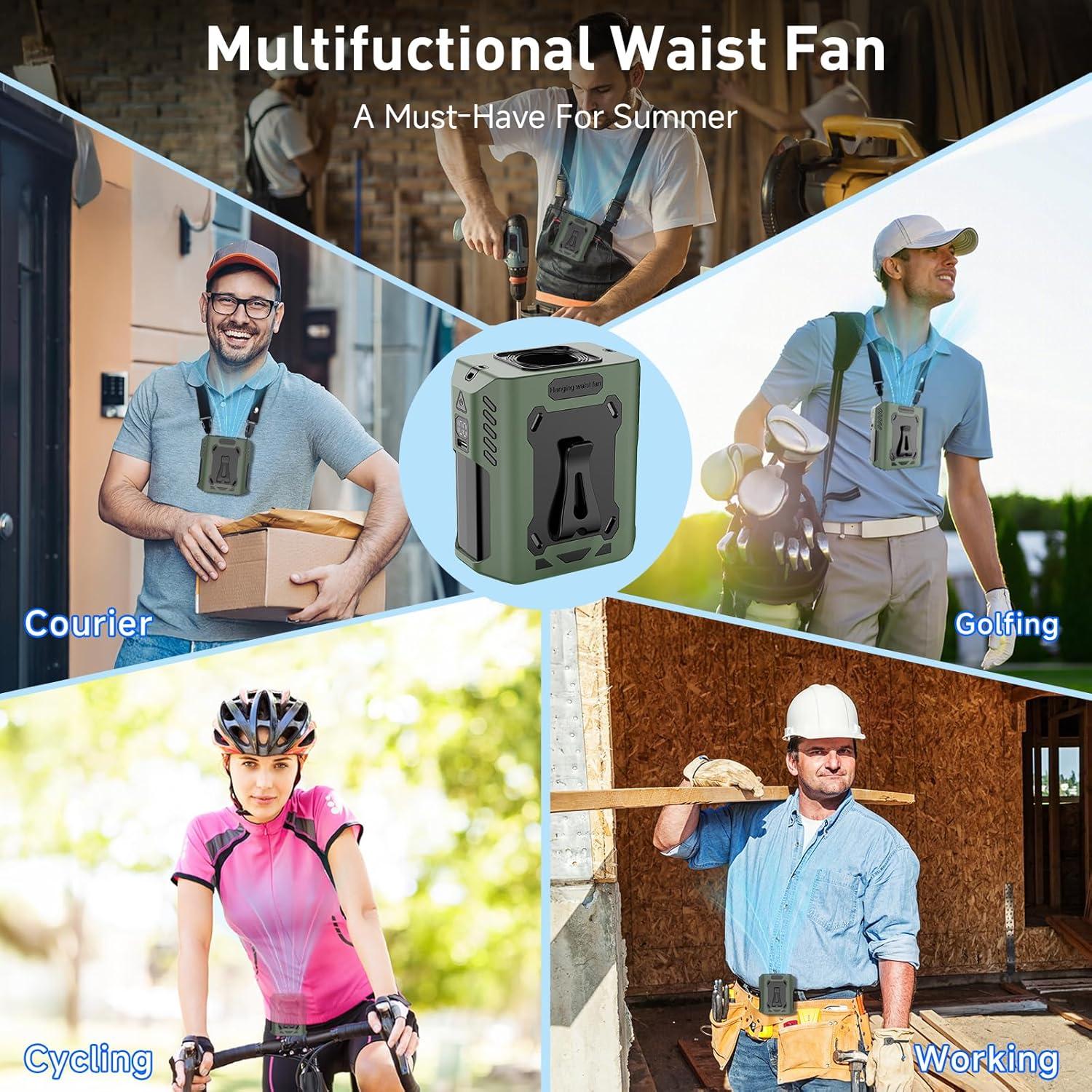 Ventilador de Cintura Guirngou A224 7 en 1 25H Batería 8000mAh