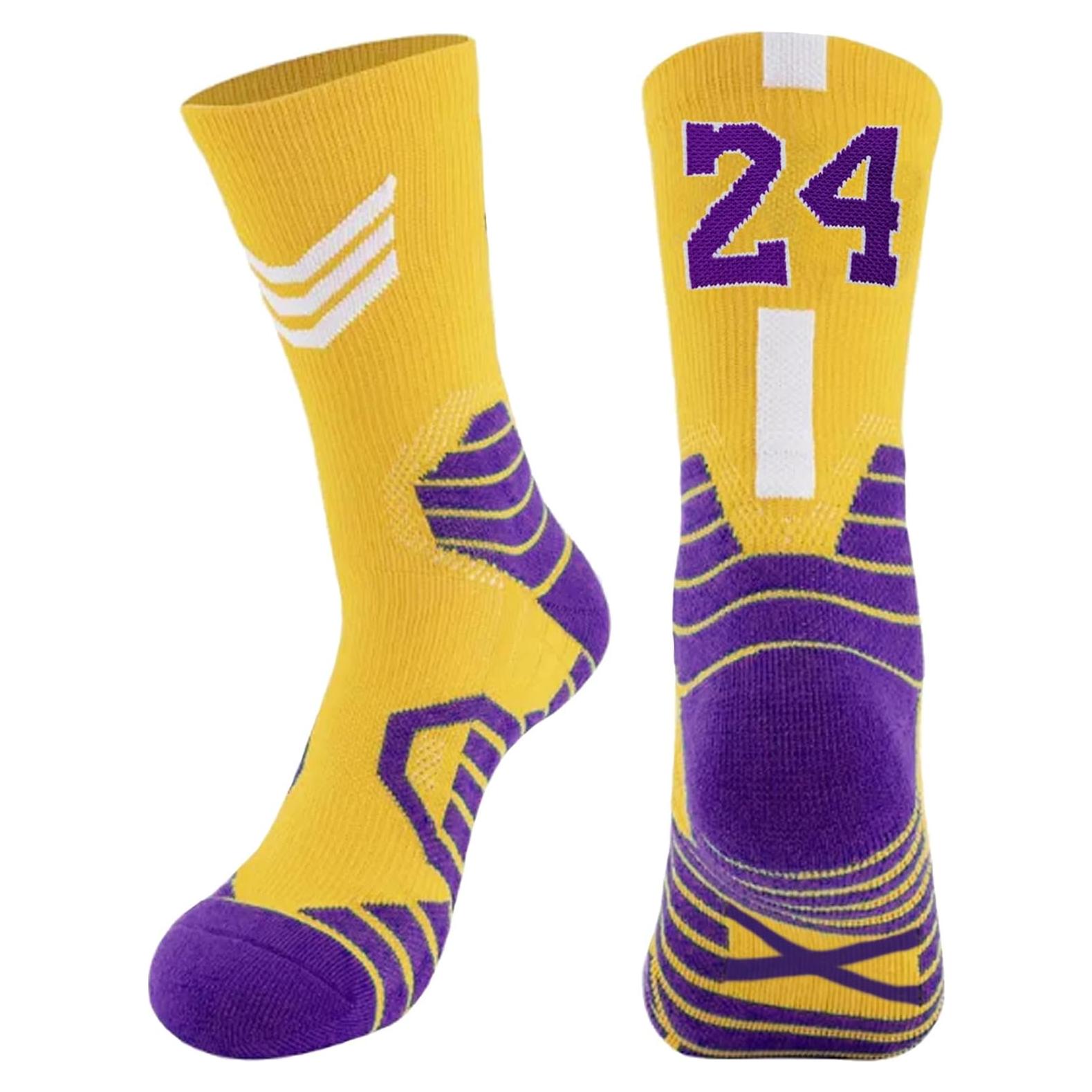 Calcetines de Baloncesto - Compresión para Niños Amarillo/Blanco