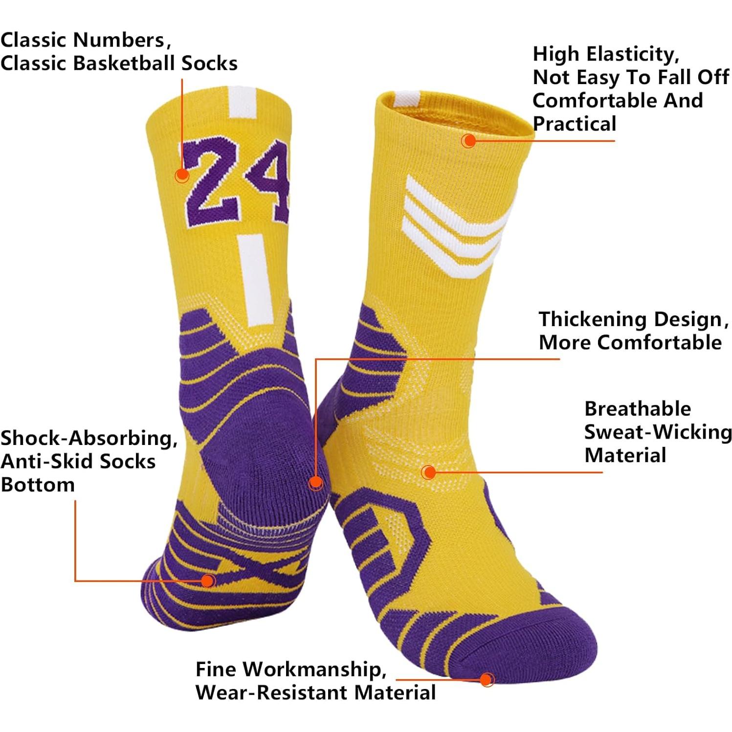 Calcetines de Baloncesto - Compresión para Niños Amarillo/Blanco