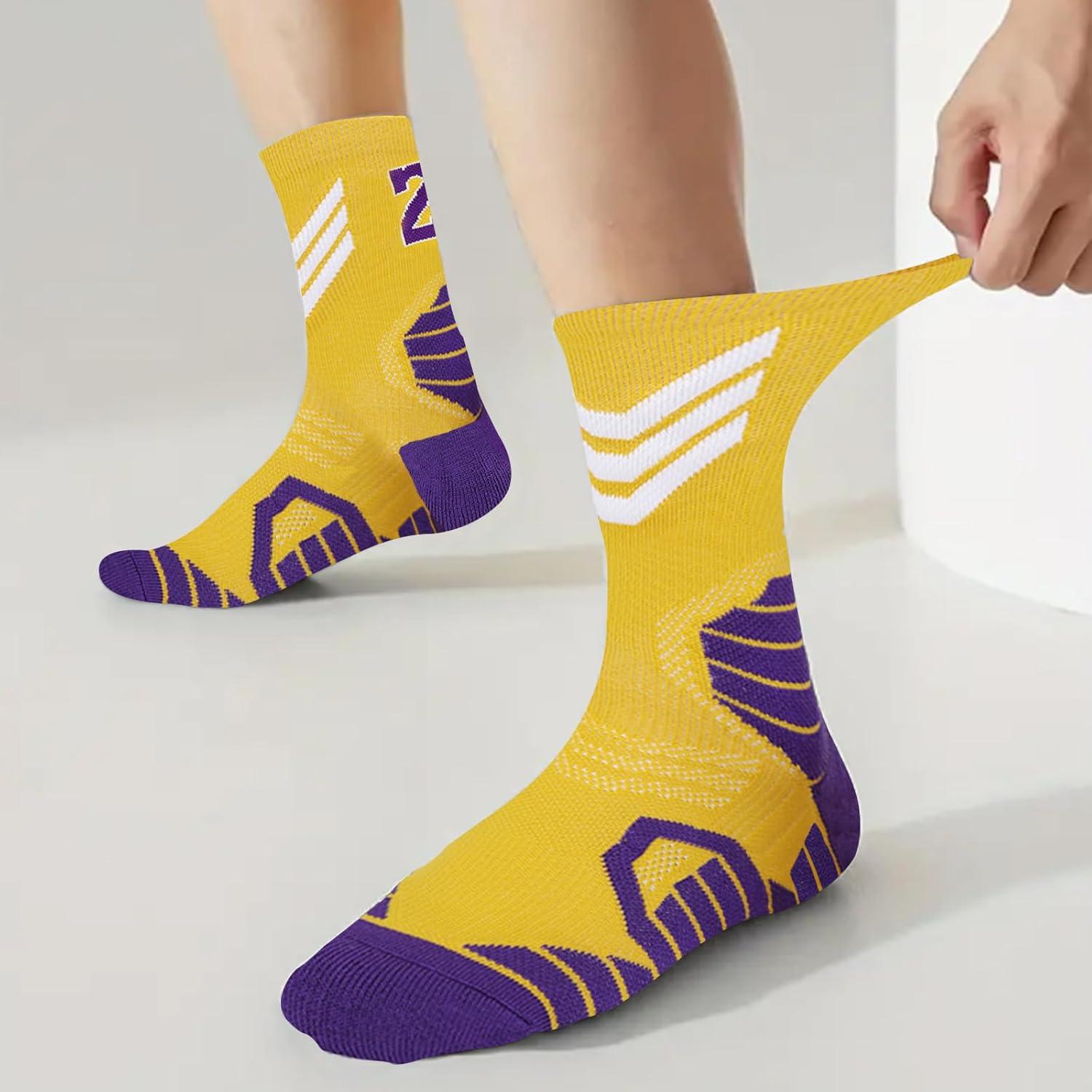 Calcetines de Baloncesto - Compresión para Niños Amarillo/Blanco