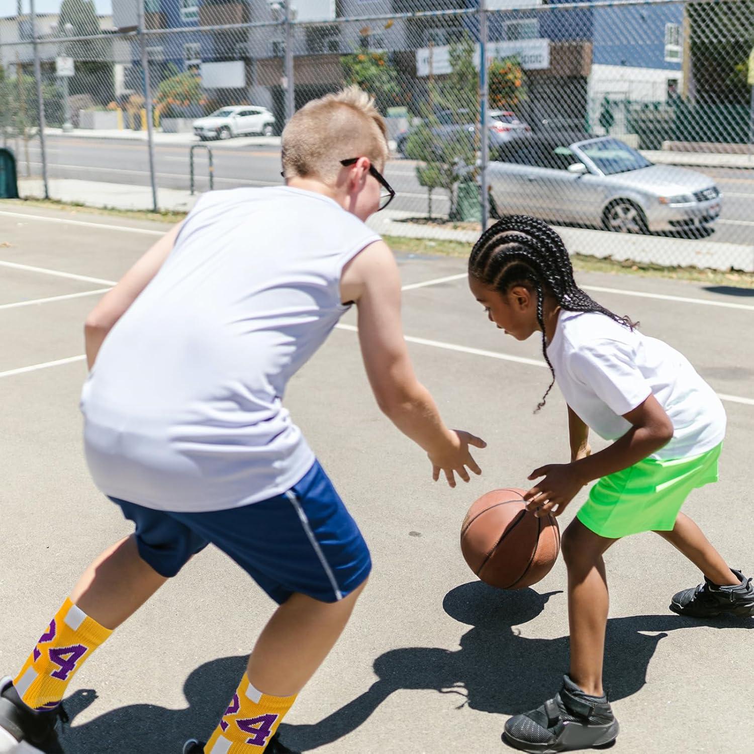 Calcetines de Baloncesto - Compresión para Niños Amarillo/Blanco