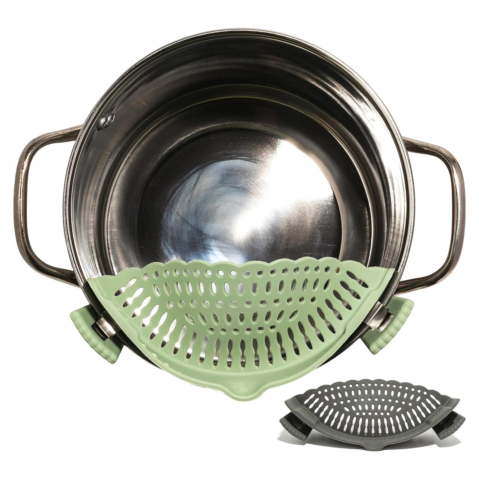 Colador de Silicona Ajustable The Silicone Kitchen - 2 Piezas Verde y Gris