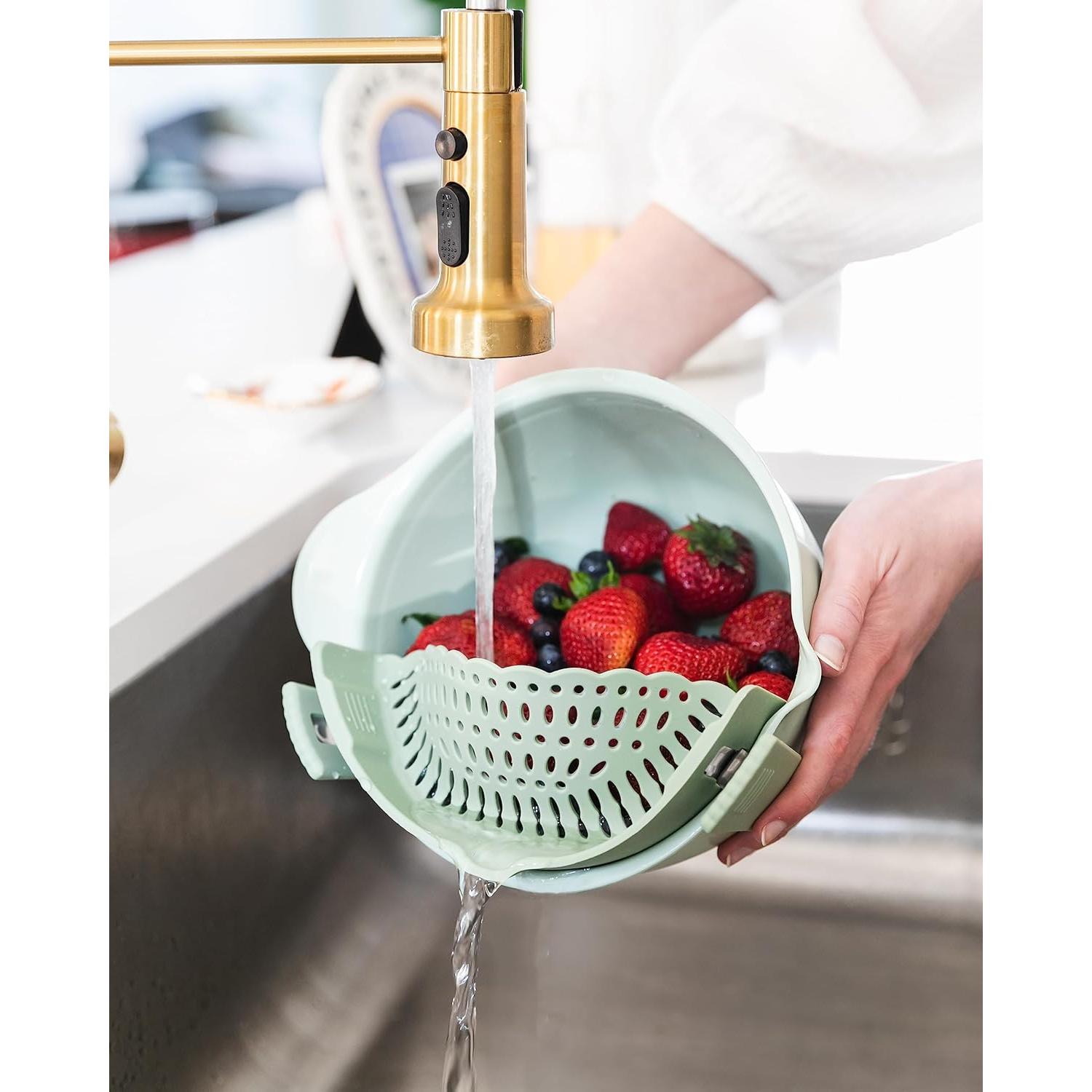 Colador de Silicona Ajustable The Silicone Kitchen - 2 Piezas Verde y Gris