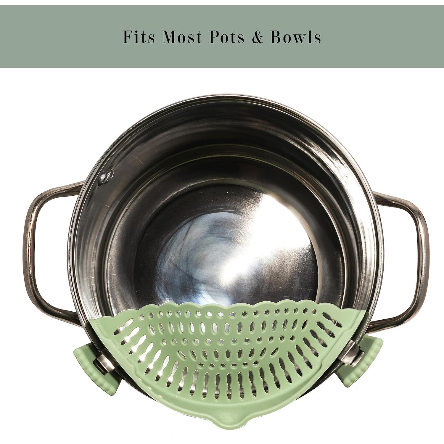 Colador de Silicona Ajustable The Silicone Kitchen - 2 Piezas Verde y Gris