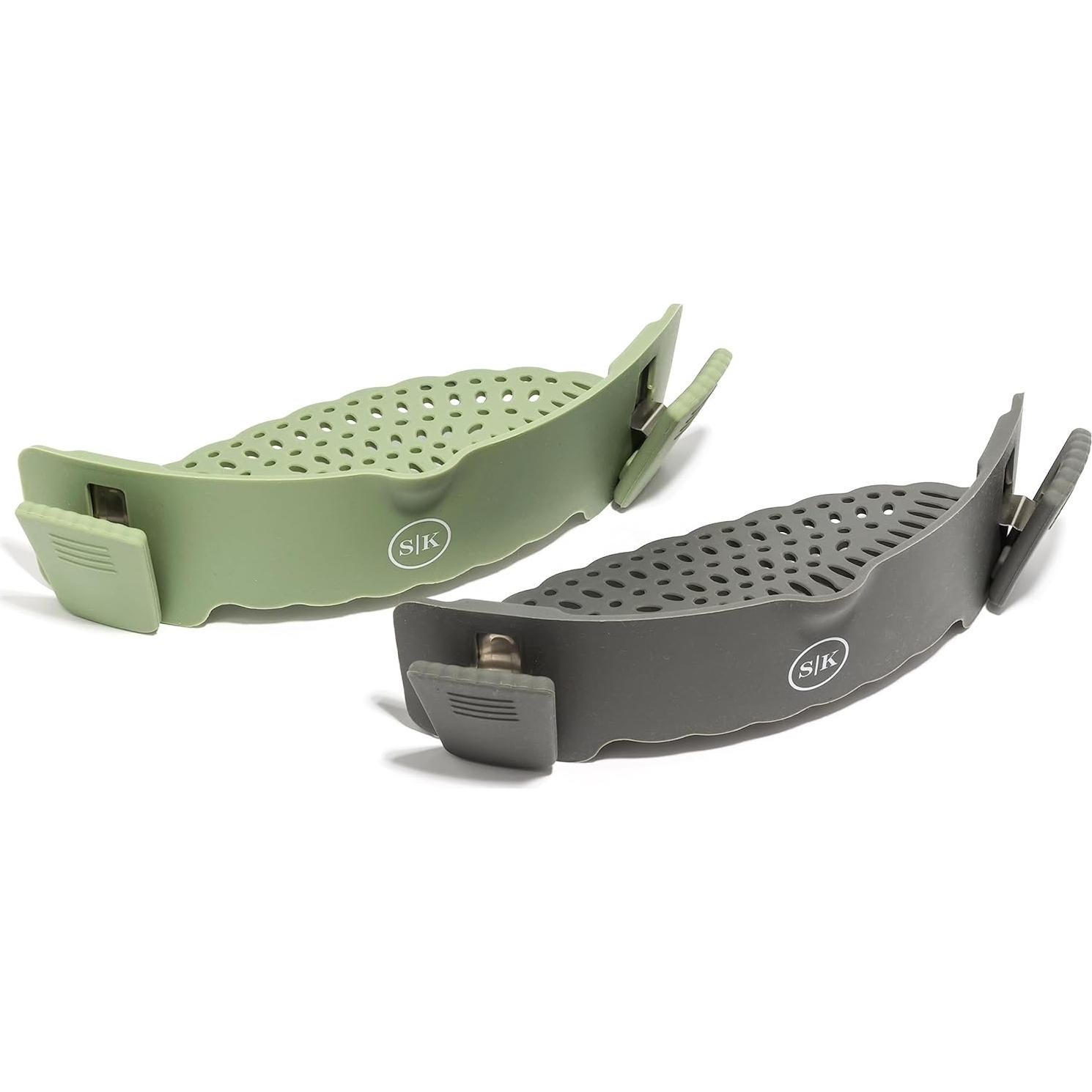 Colador de Silicona Ajustable The Silicone Kitchen - 2 Piezas Verde y Gris