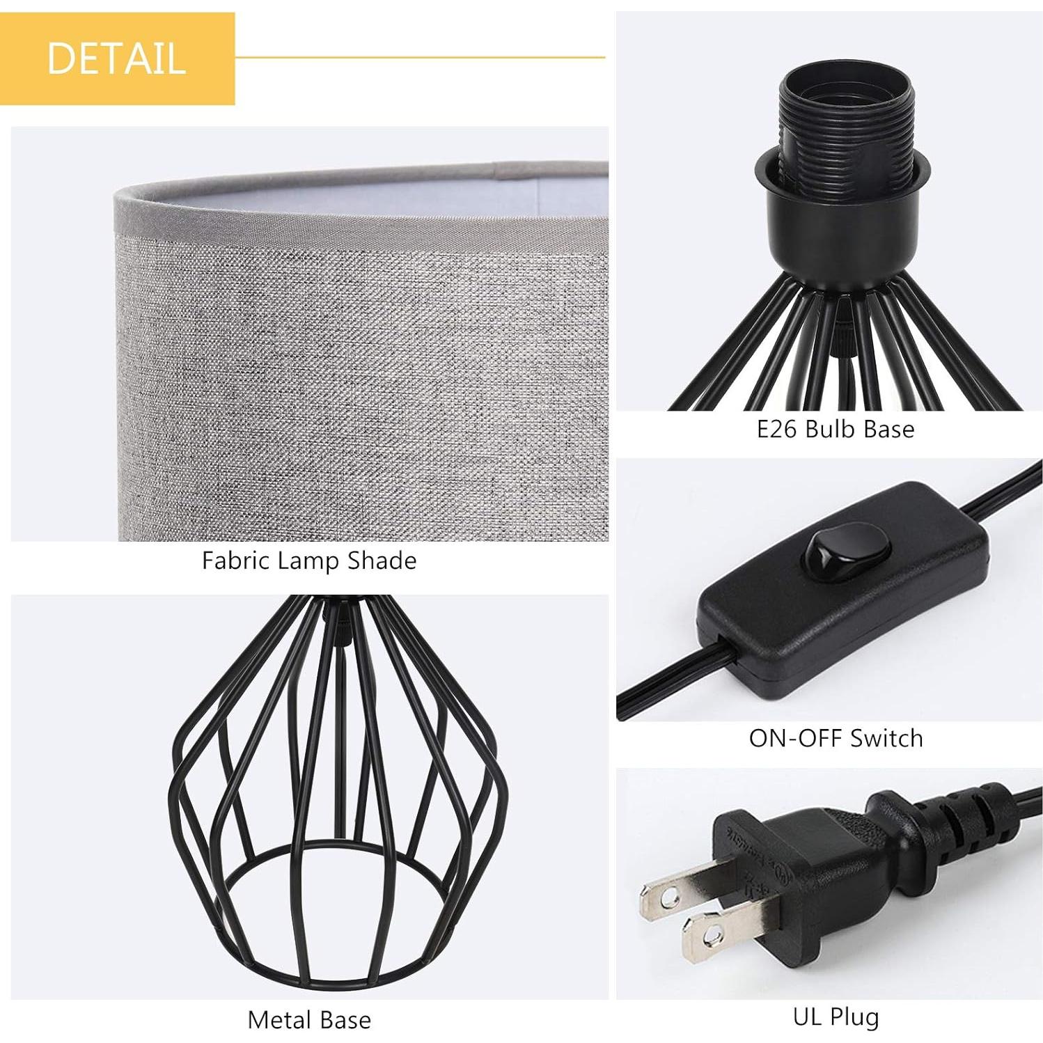 Lámpara de Mesa HAITRAL Gris 37x18 cm Estilo Moderno