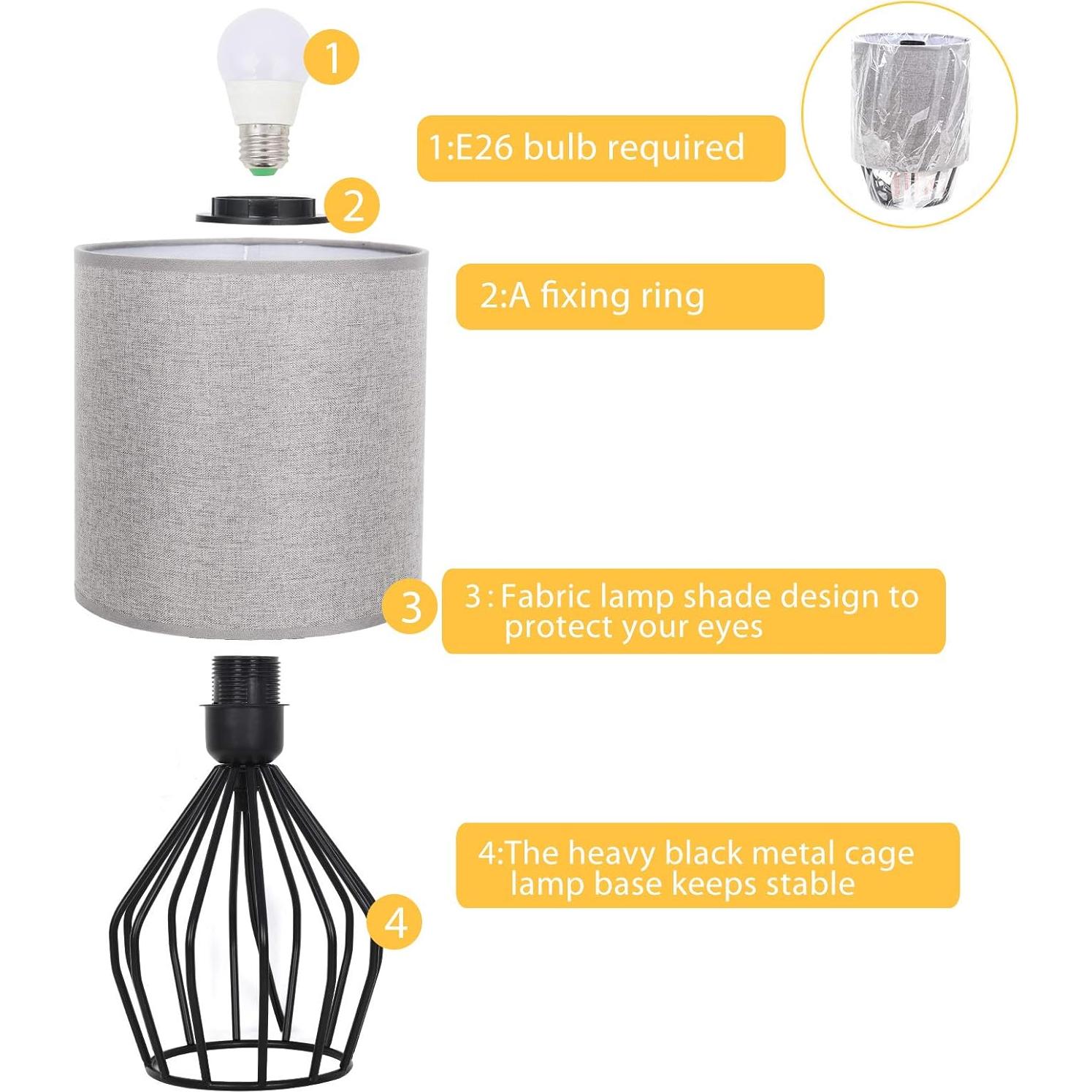 Lámpara de Mesa HAITRAL Gris 37x18 cm Estilo Moderno