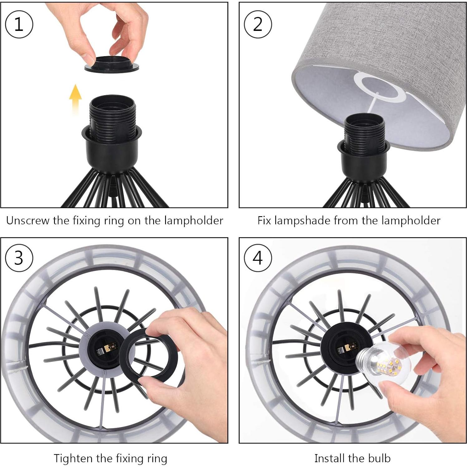 Lámpara de Mesa HAITRAL Gris 37x18 cm Estilo Moderno