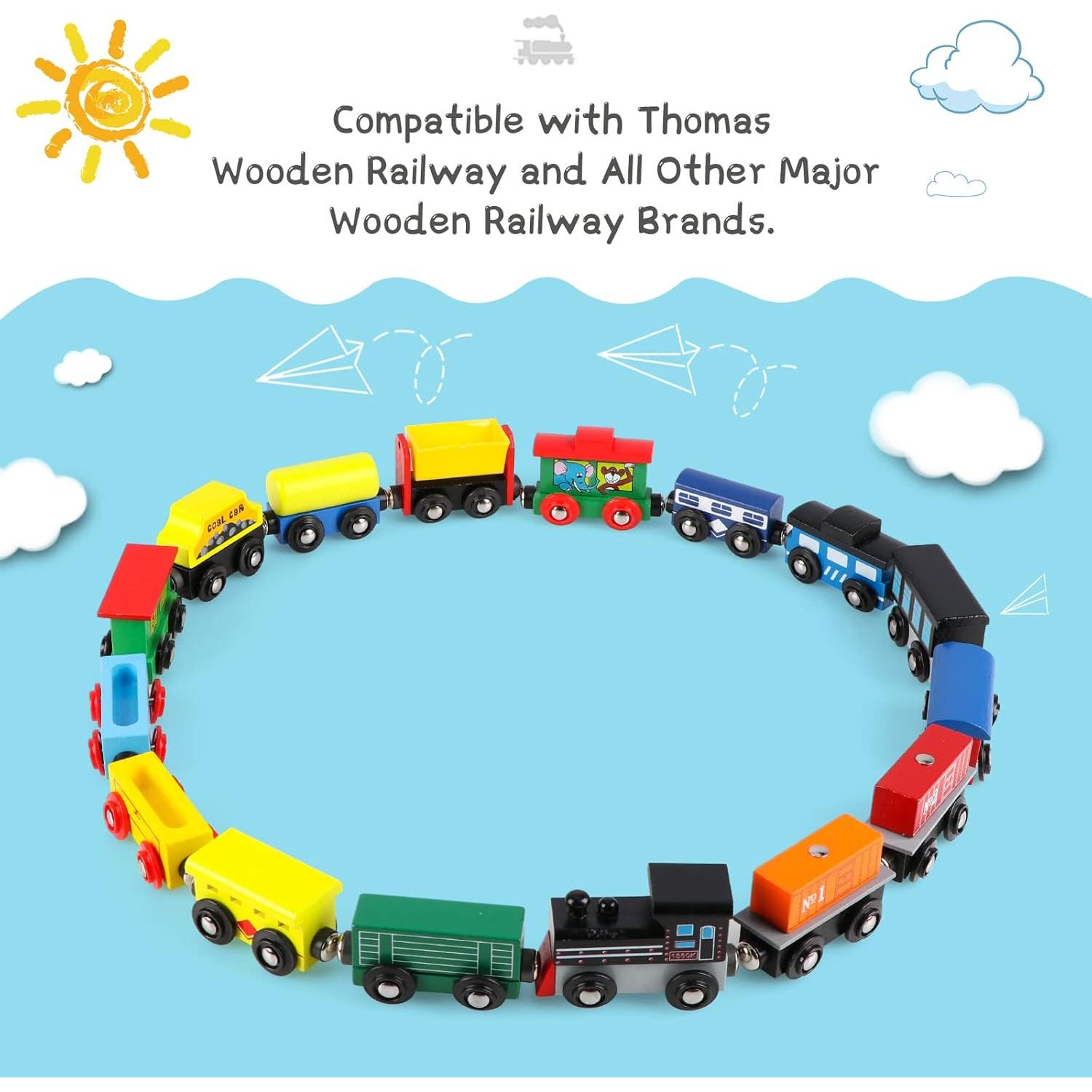 Juego de tren magnético de madera 16 piezas Wondertoys