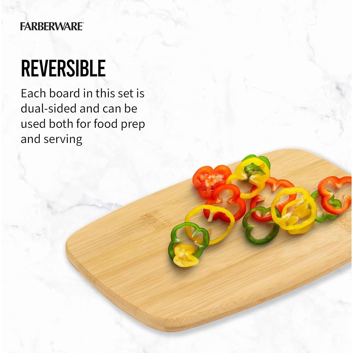 Conjunto de 4 Tablas de Cortar Reversibles Bambú Farberware