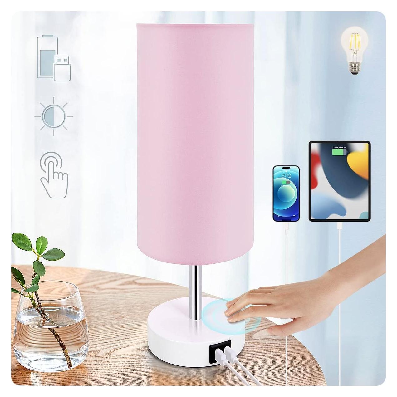 Lámpara de Escritorio Yarra-Decor Rosa con USB y Control Táctil