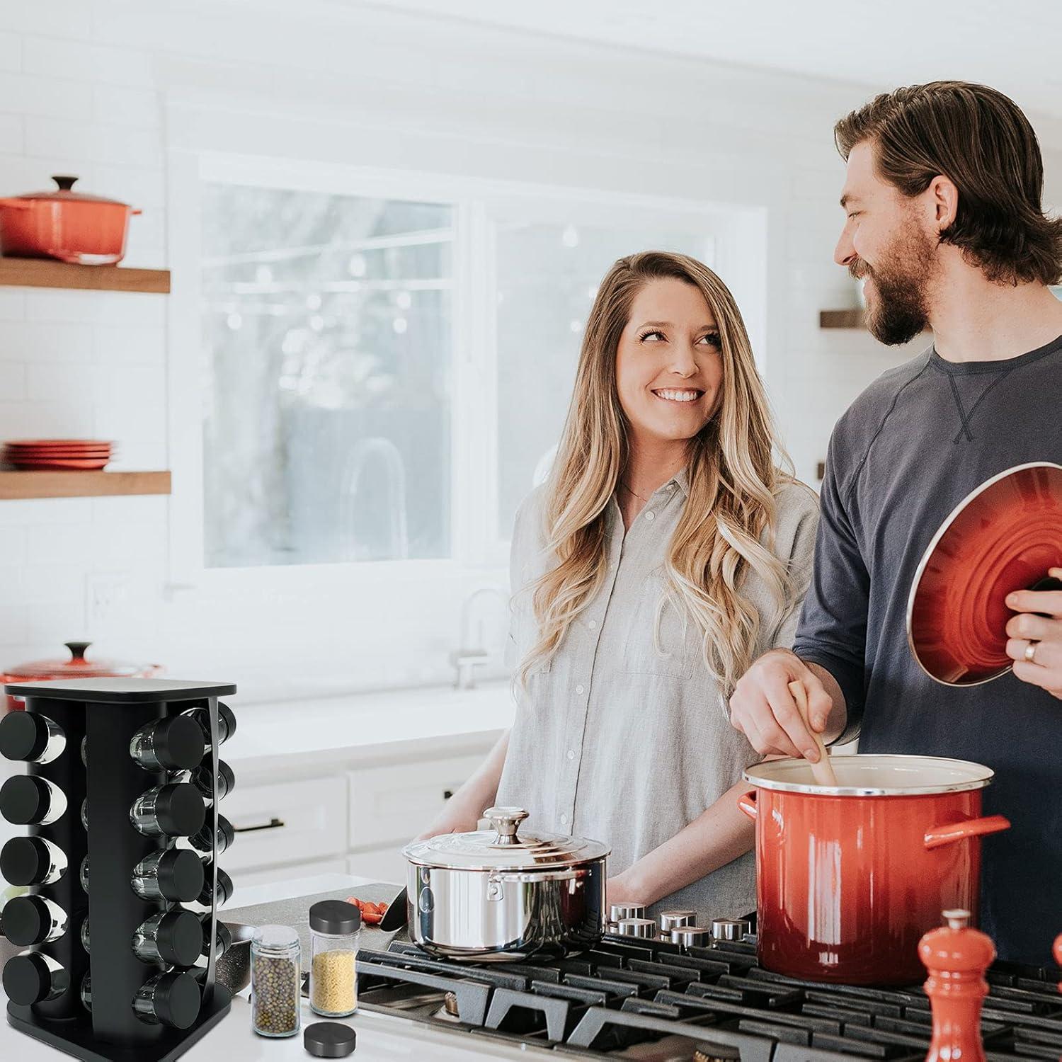 Organizador de Especias Rotatorio KALINCO 20 Tarros Acero Inoxidable