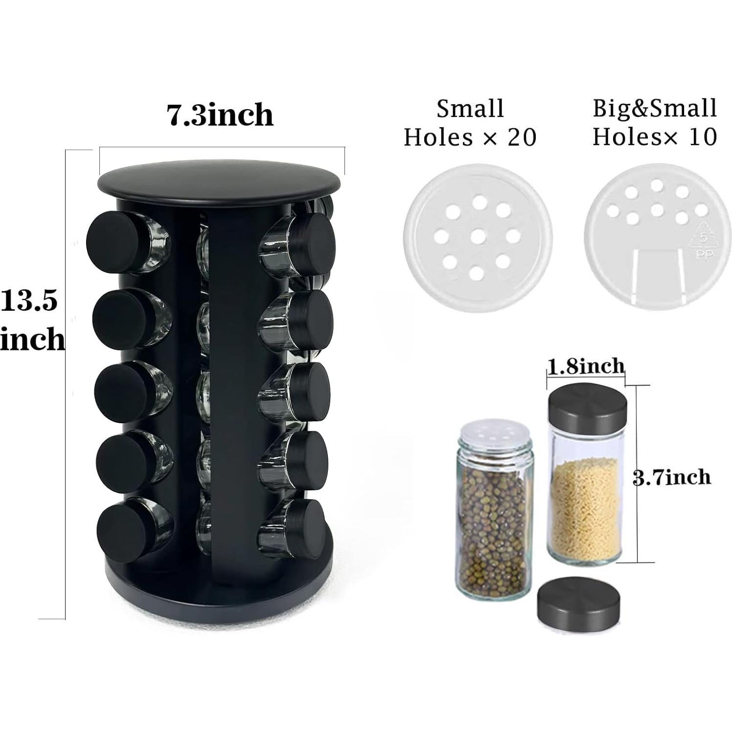 Organizador de Especias Rotatorio KALINCO 20 Tarros Acero Inoxidable