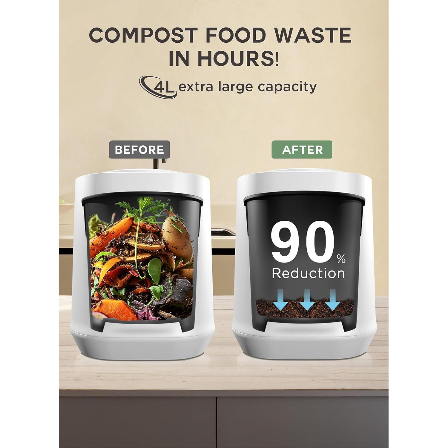 Compostador Eléctrico CompoNova Gaia 4L Sin Olores Blanco