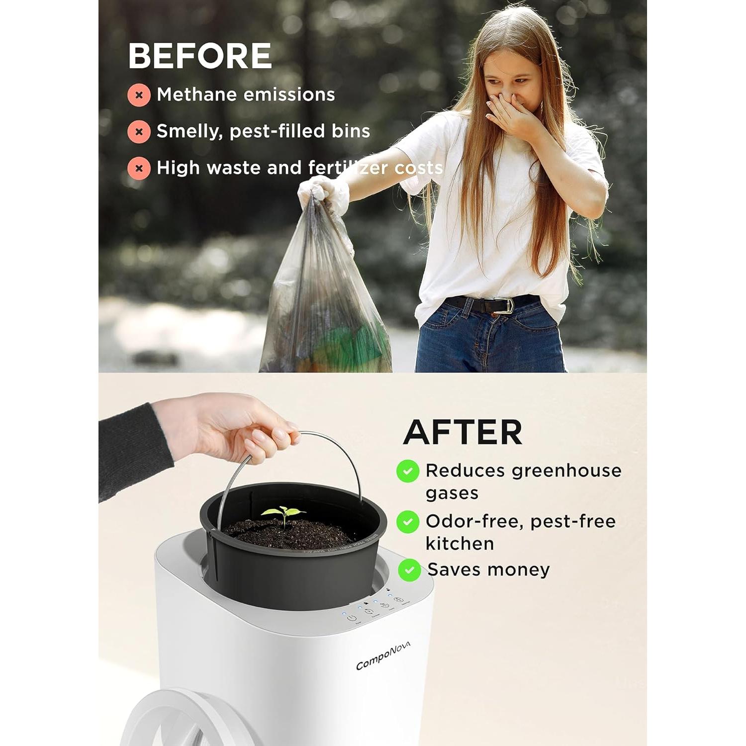 Compostador Eléctrico CompoNova Gaia 4L Sin Olores Blanco