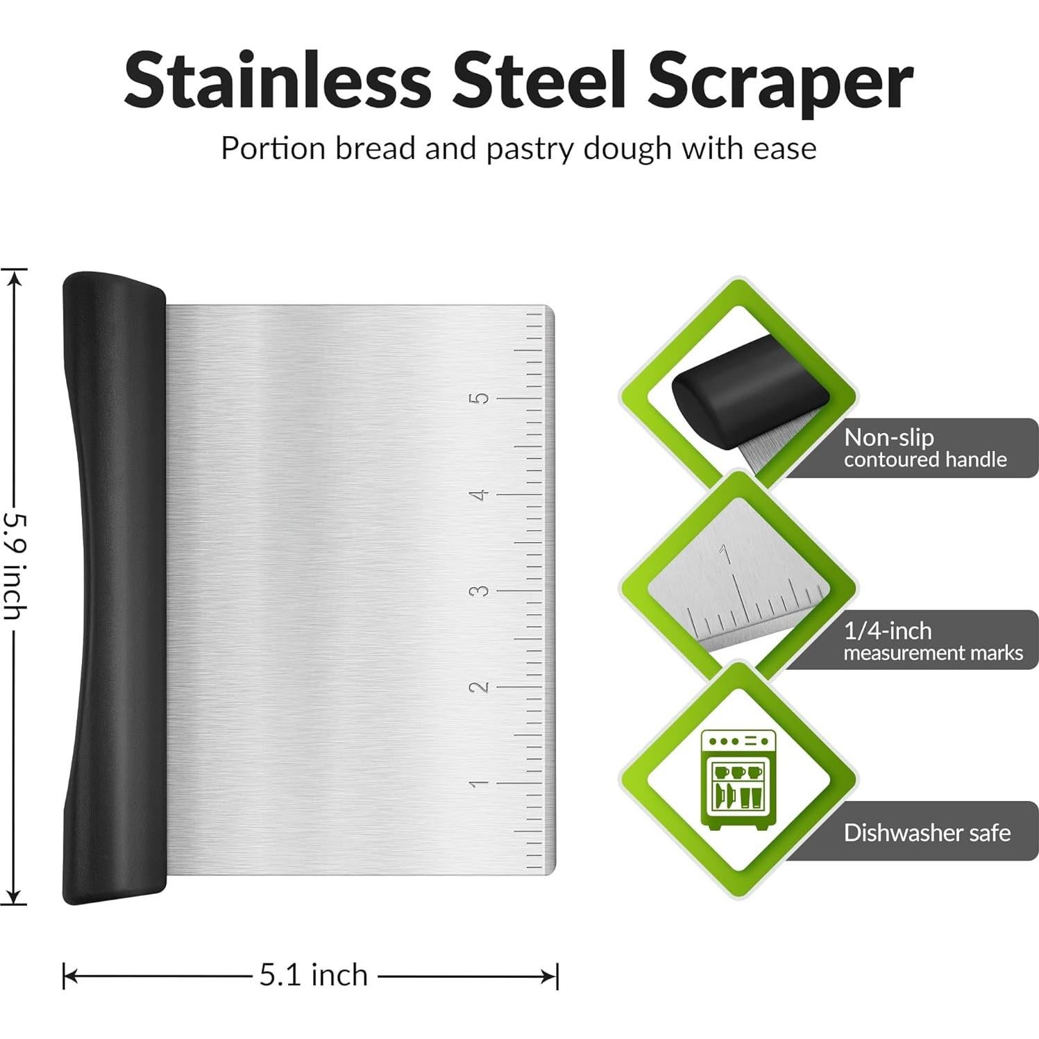 Raspador de Masa Rainspire de Acero Inoxidable Negro 15 cm