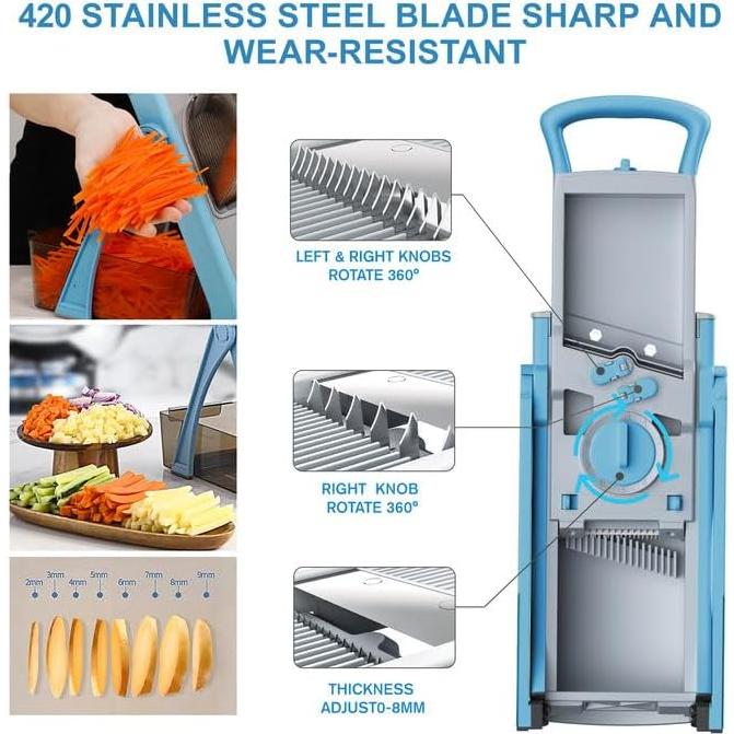 Cortadora Mandolina ZTQCSQ 5 en 1 Ajustable Azul 0.99 kg