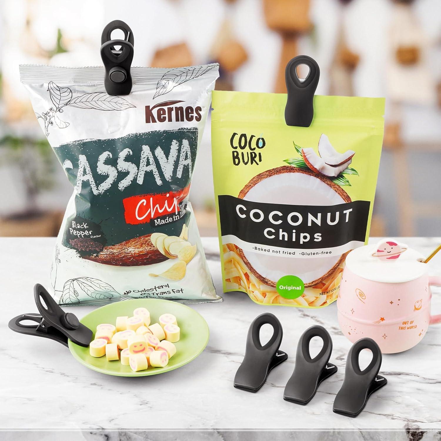 Paquete de 10 Clips Magnéticos WUDIME para Snacks Negros