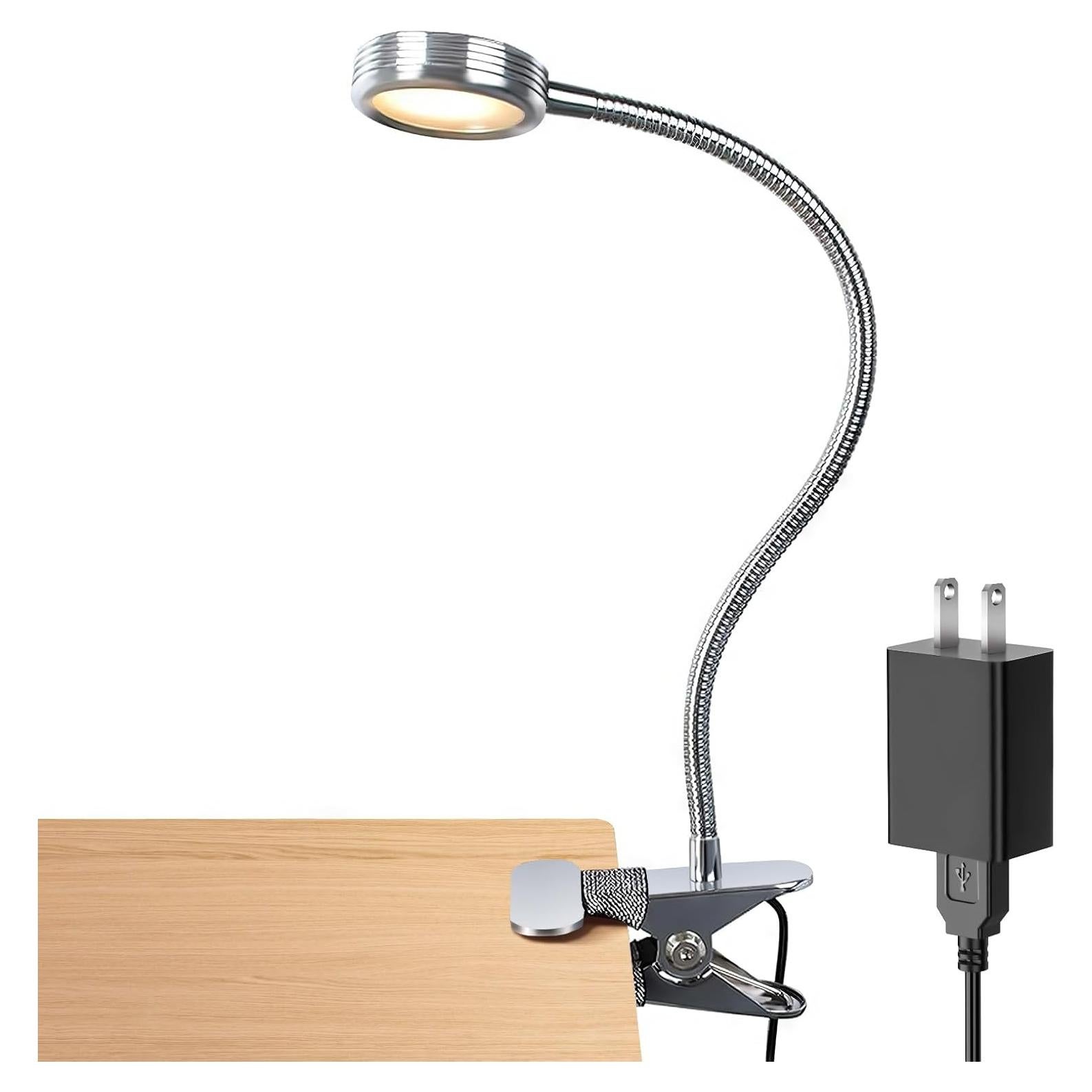 Lámpara de Clip LEPOWER 908A-03 Plata Ajustable LED