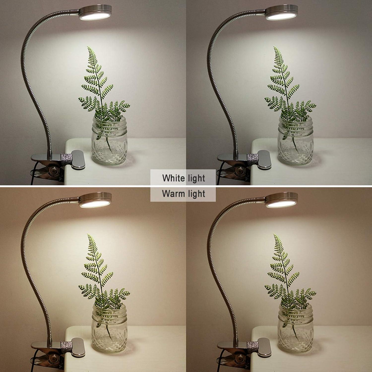 Lámpara de Clip LEPOWER 908A-03 Plata Ajustable LED