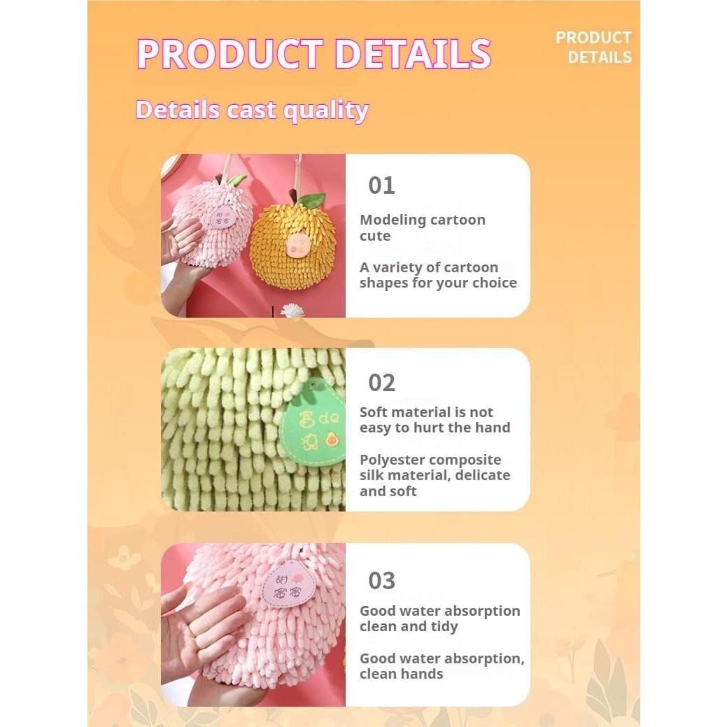 Toallas de Mano Decorativas Aimery 17x17 cm Frutas 2 Pcs