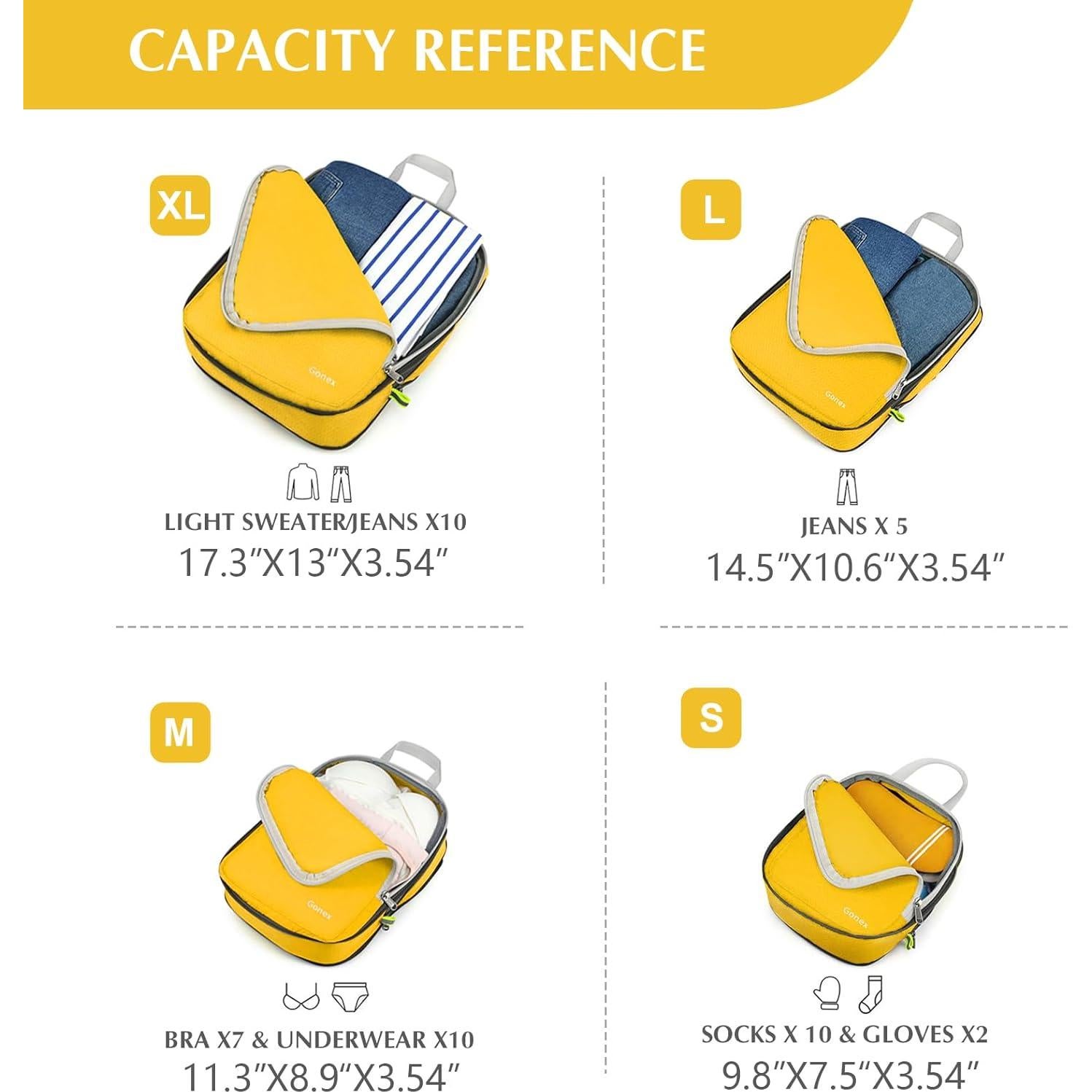 Cubos de Compresión Gonex 4pcs Almacenamiento Viaje 44x33x9cm