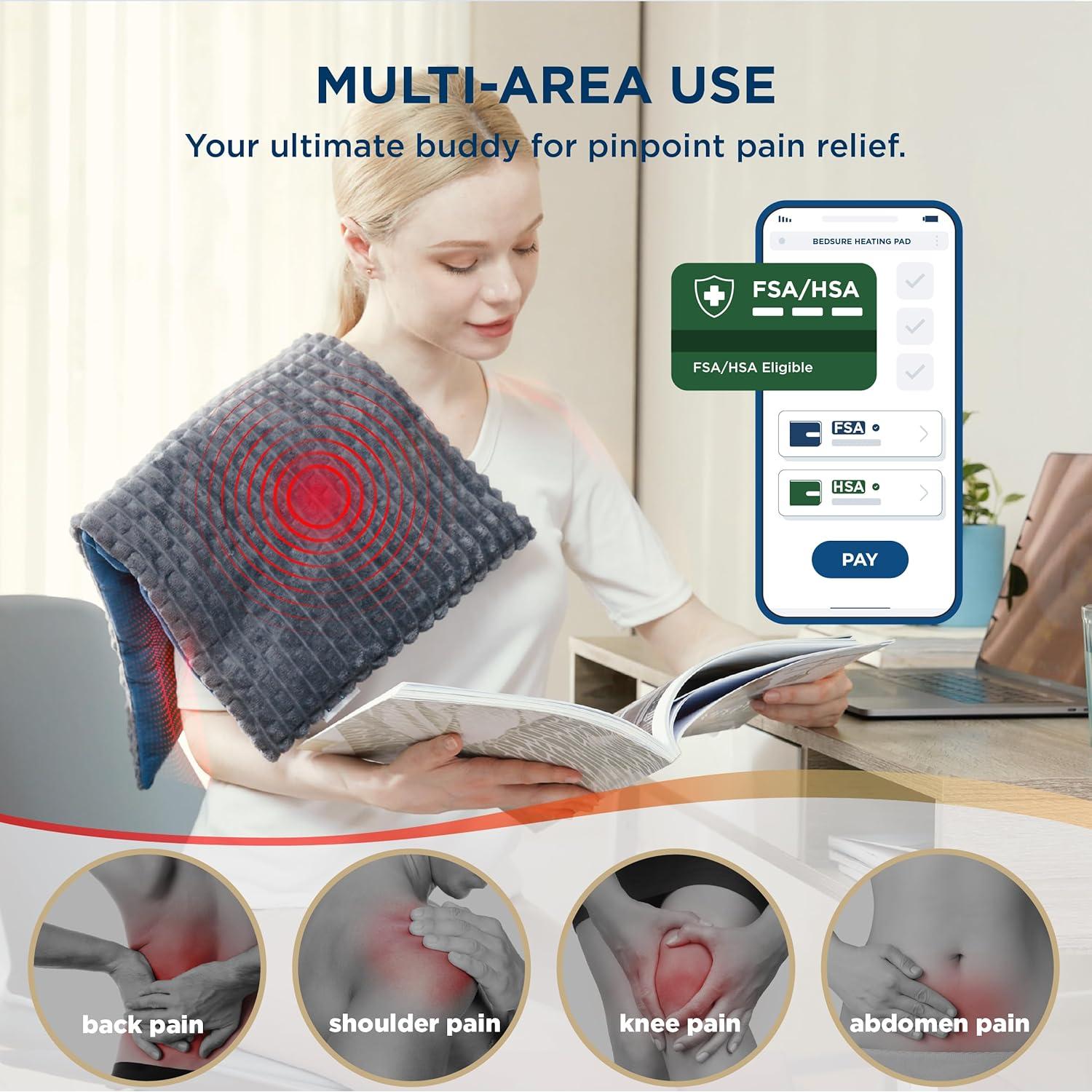 Almohadilla Térmica con Vibración Bedsure 12x24" Gris Oscuro