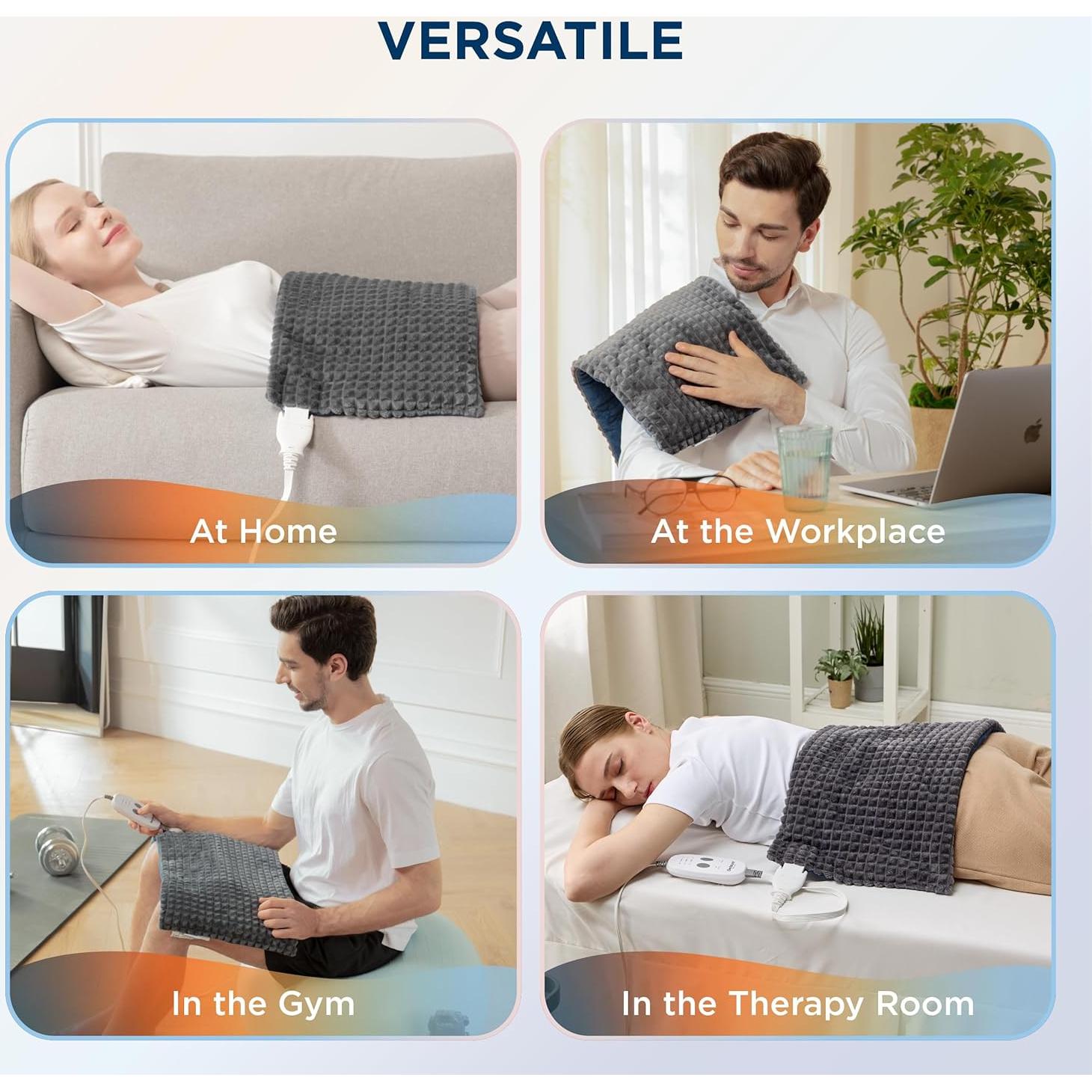 Almohadilla Térmica con Vibración Bedsure 12x24" Gris Oscuro