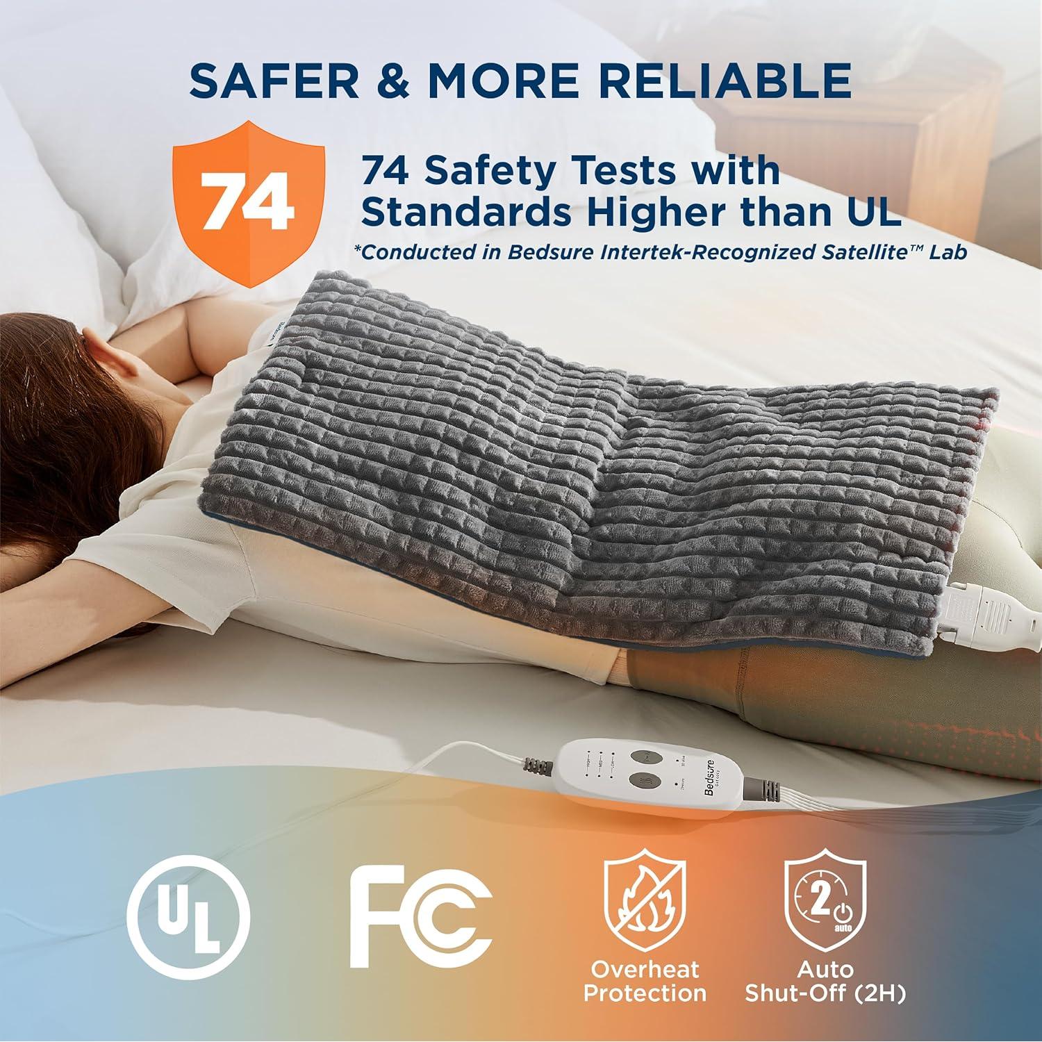 Almohadilla Térmica con Vibración Bedsure 12x24" Gris Oscuro