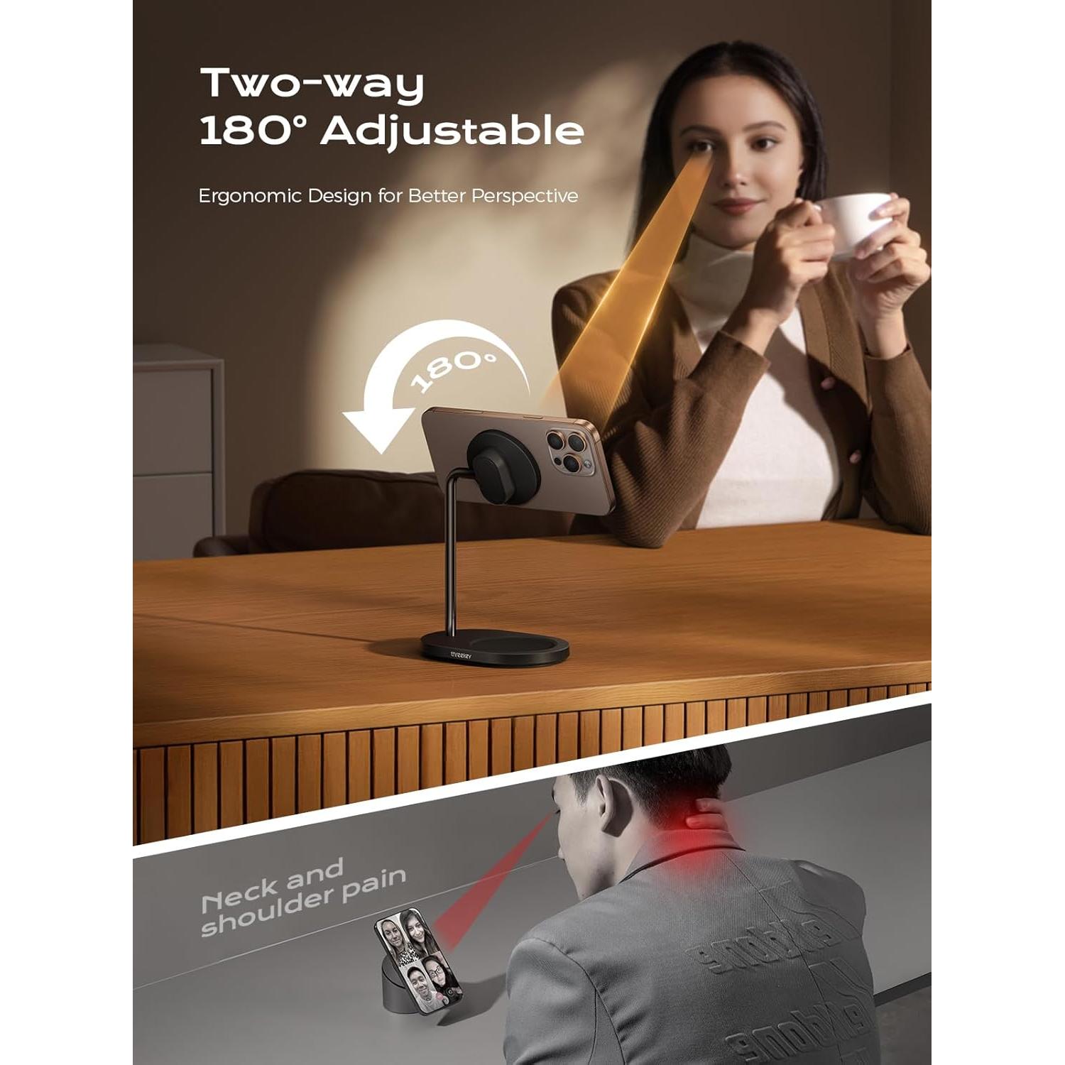 Soporte Magnético para Teléfono THREEKEY - Ajustable, Ergonomía, iPhone 12-16