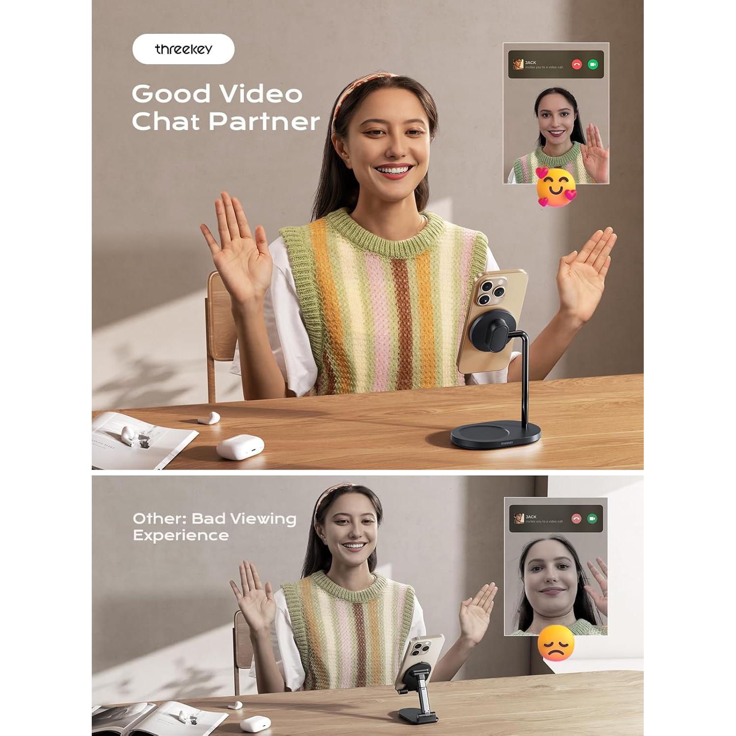 Soporte Magnético para Teléfono THREEKEY - Ajustable, Ergonomía, iPhone 12-16