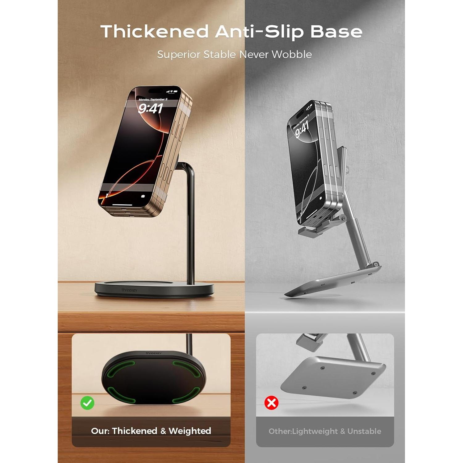 Soporte Magnético para Teléfono THREEKEY - Ajustable, Ergonomía, iPhone 12-16