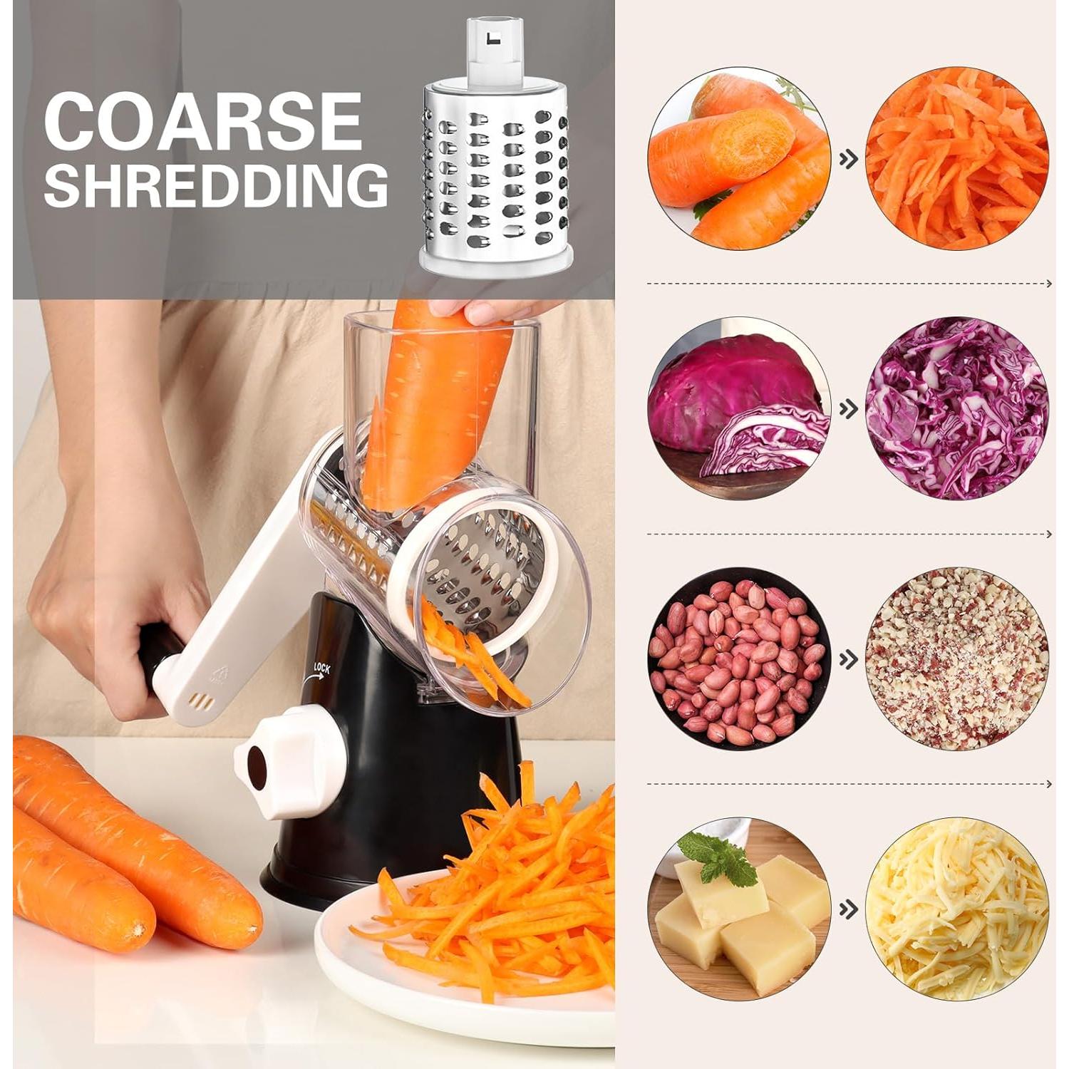 Rallador de Queso Cambom con Manivela y 3 Cuchillas - Negro