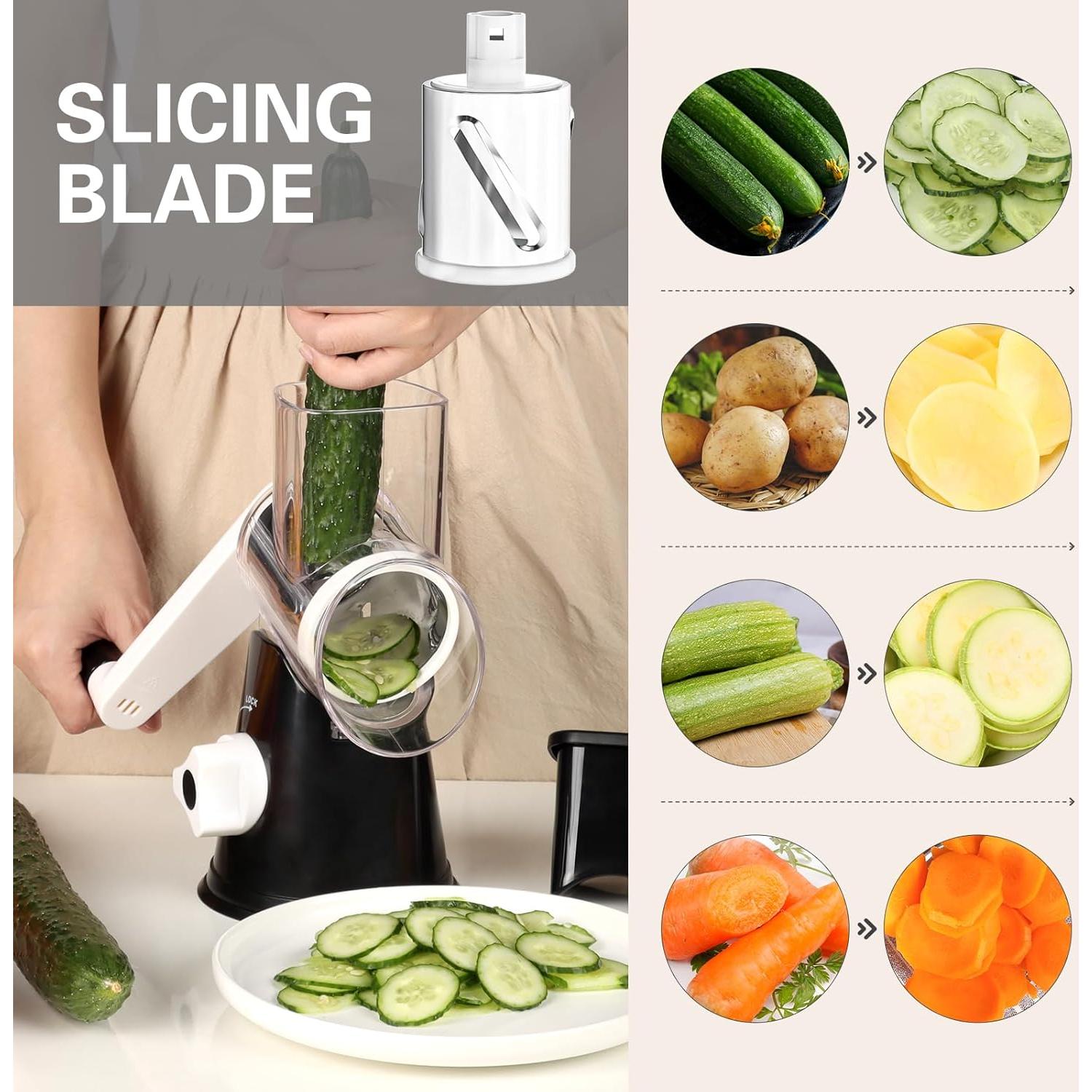 Rallador de Queso Cambom con Manivela y 3 Cuchillas - Negro