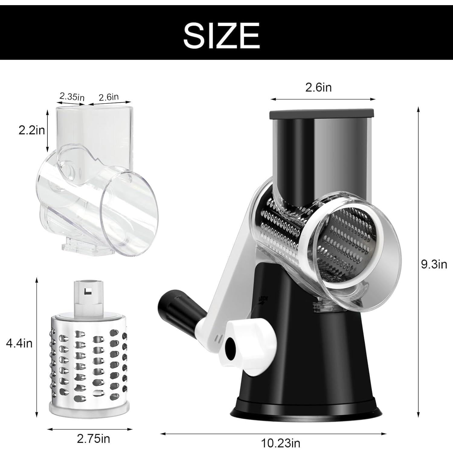 Rallador de Queso Cambom con Manivela y 3 Cuchillas - Negro